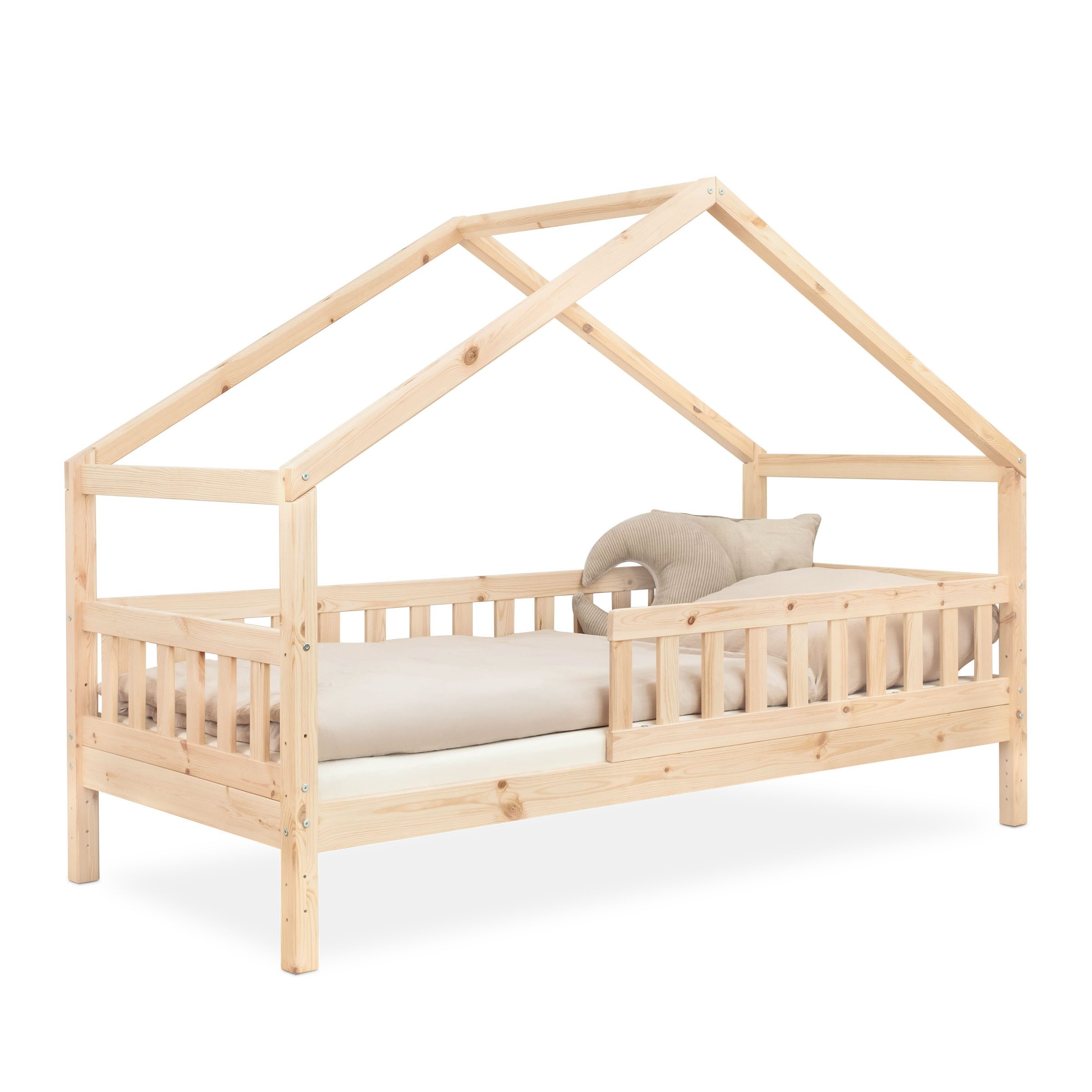 Ehrenkind Hausbett Panorama Hausbett Lille aus massivem Kiefernholz (ohne Zubehör, FSC®-zertifiziert), höhenverstellbar
