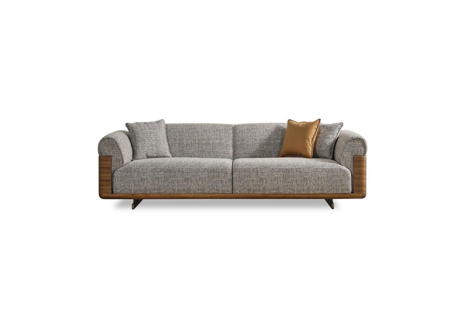 1 Dreisitzer Stoff Couch Polstersofa 3-Sitzer 3 Teile, JVmoebel Grau Europa in Made Modern, Sofa Polyester Sitzer