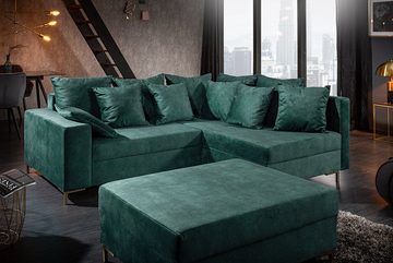 riess-ambiente Ecksofa LOFT 220cm petrol / gold, 3 Teile, Eckcouch · inkl. Kissen & Hocker · Samt · Modern Design