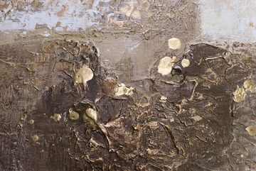 YS-Art Gemälde Weltall, Abstraktes Leinwandbild in Gold mit Rahmen