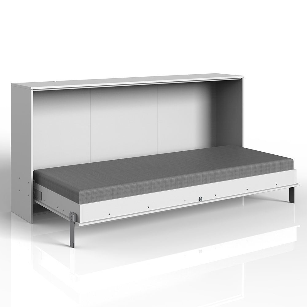 Lomadox Schrankbett JOKSI-43 weiß 90x200 cm Jugendbett Gästebett Klappbett 212/105/43 cm