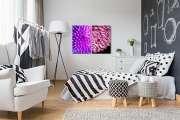 Sinus Art Leinwandbild 2 Bilder je 60x90cm Koralle Blume Violett Kunstvoll Zart Beruhigend Makrofotografie