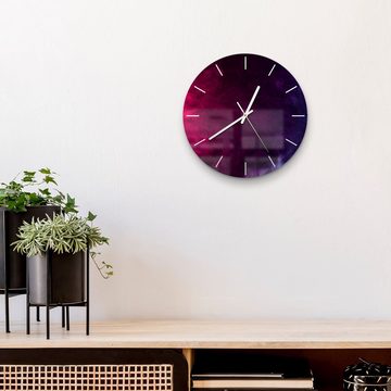 DEQORI Wanduhr 'Bunter Farbdunst' (Glas Glasuhr modern Wand Uhr Design Küchenuhr)