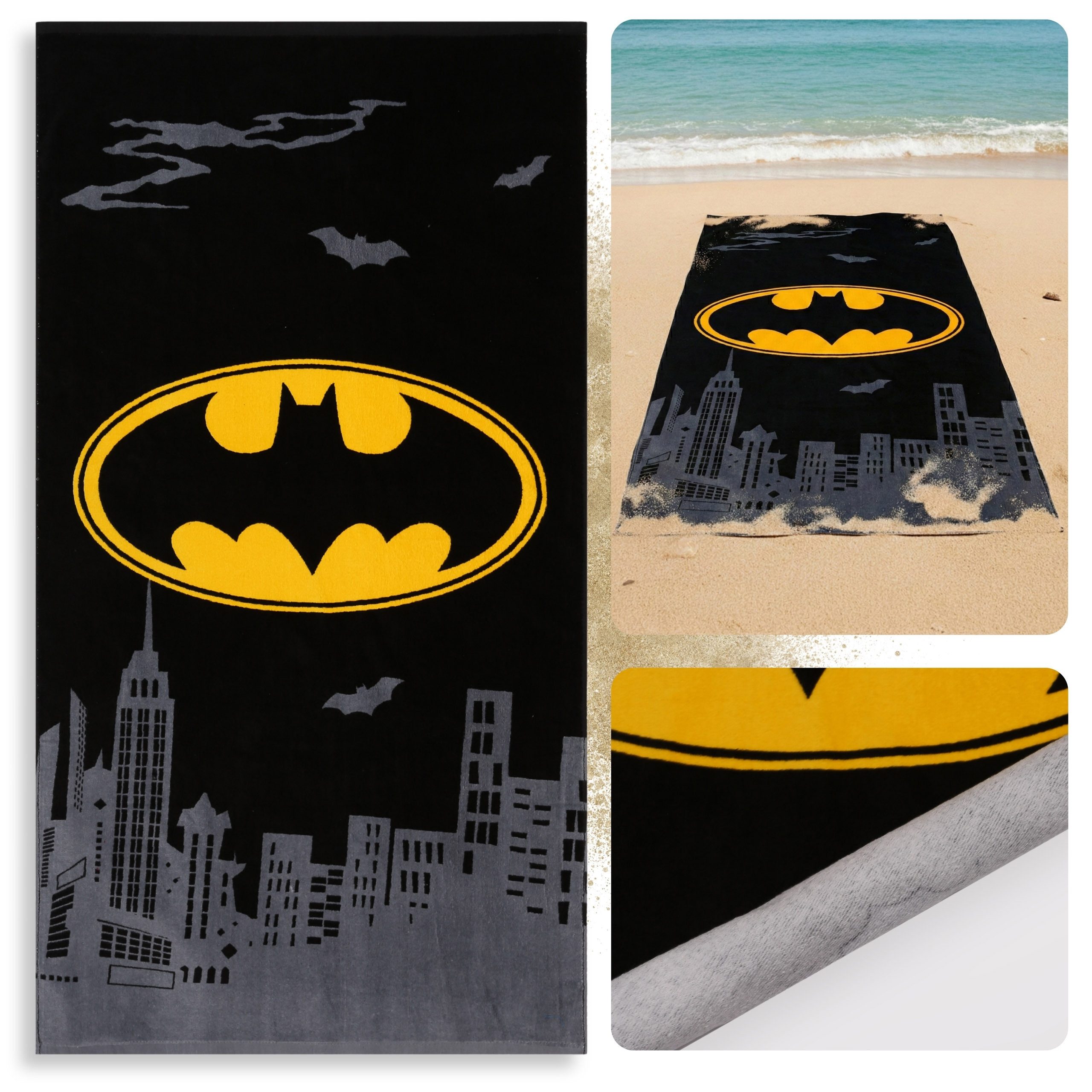 Sarcia.eu Badetücher Batman schnelltrocknendes Strand- und Badetuch aus Baumwolle 70×140cm