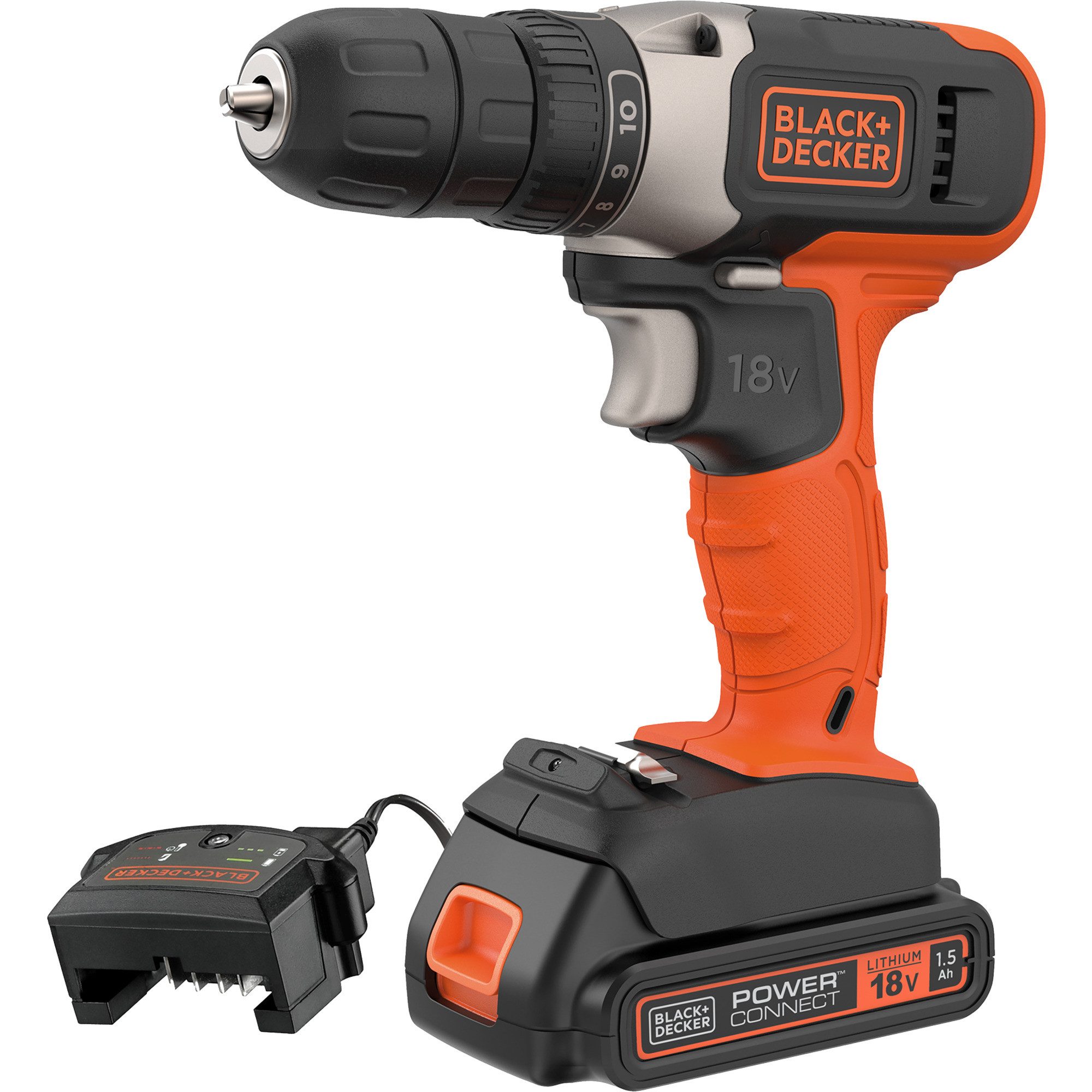 Black + Decker Bohrmaschine BLACK+DECKER Akku-Bohrschrauber BCD001C1, 18Volt