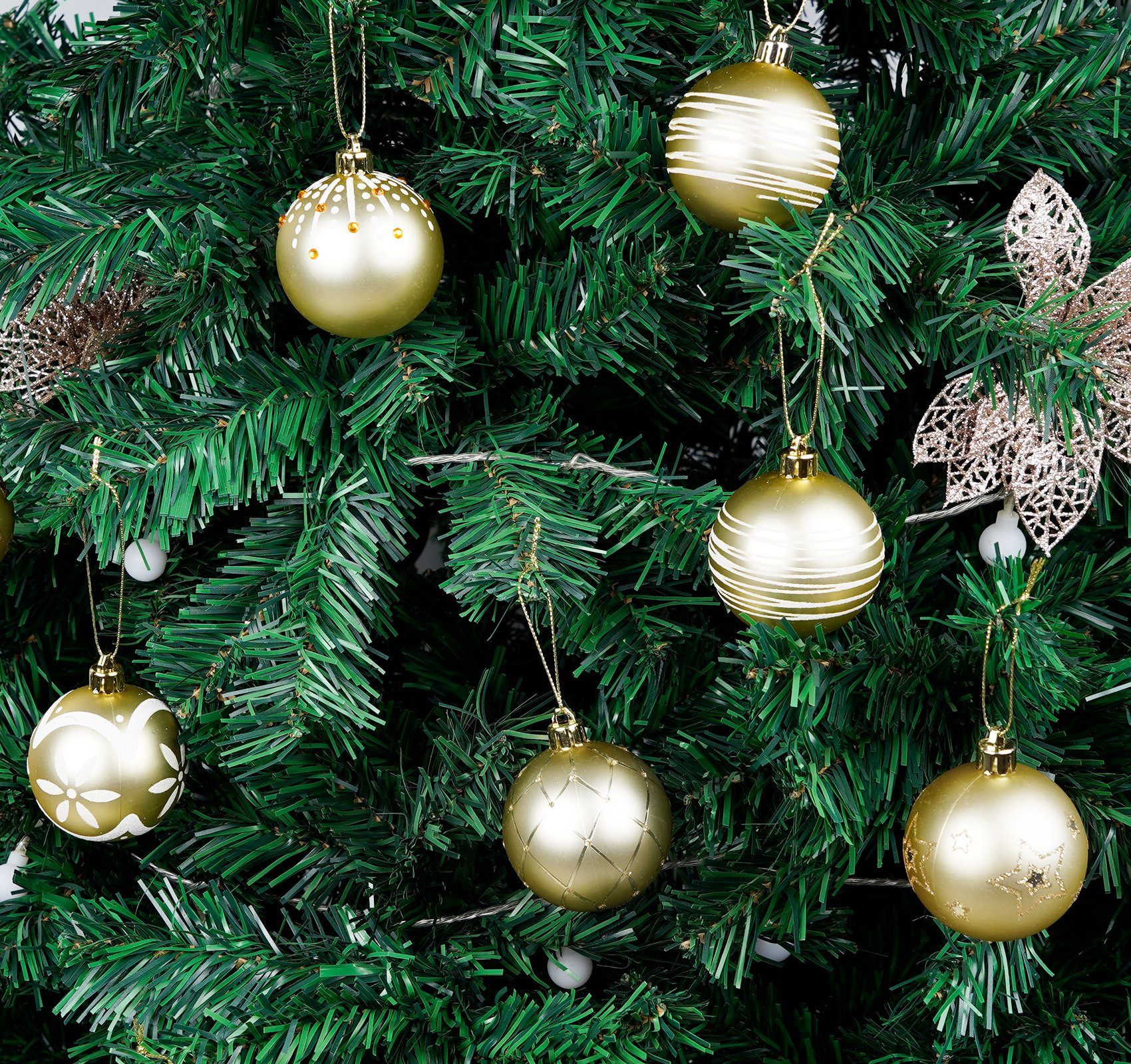 Homewit Christbaumschmuck Christbaumsdeko Glitzernd Set Ornamente Gold Dekoration Glänzend Christbaumkugeln Weihnachten (24-tlg), Weihnachtskugeln