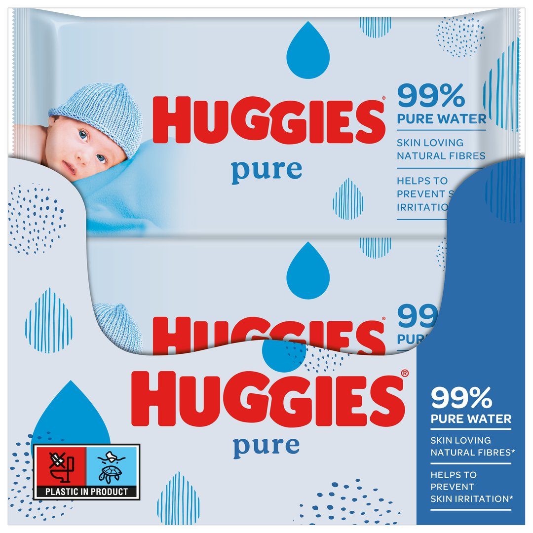 HUGGIES Windeln Baby-Feuchttücher, Pure, sensitive, 99% Wasser, 10 x 56 Babytücher