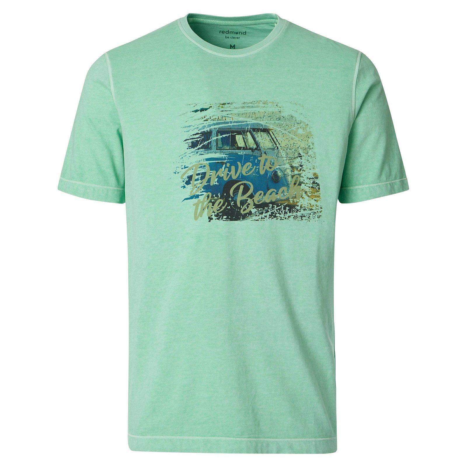 Redmond Rundhalsshirt Redmond Übergrößen T-Shirt hellgrün used Frontprint