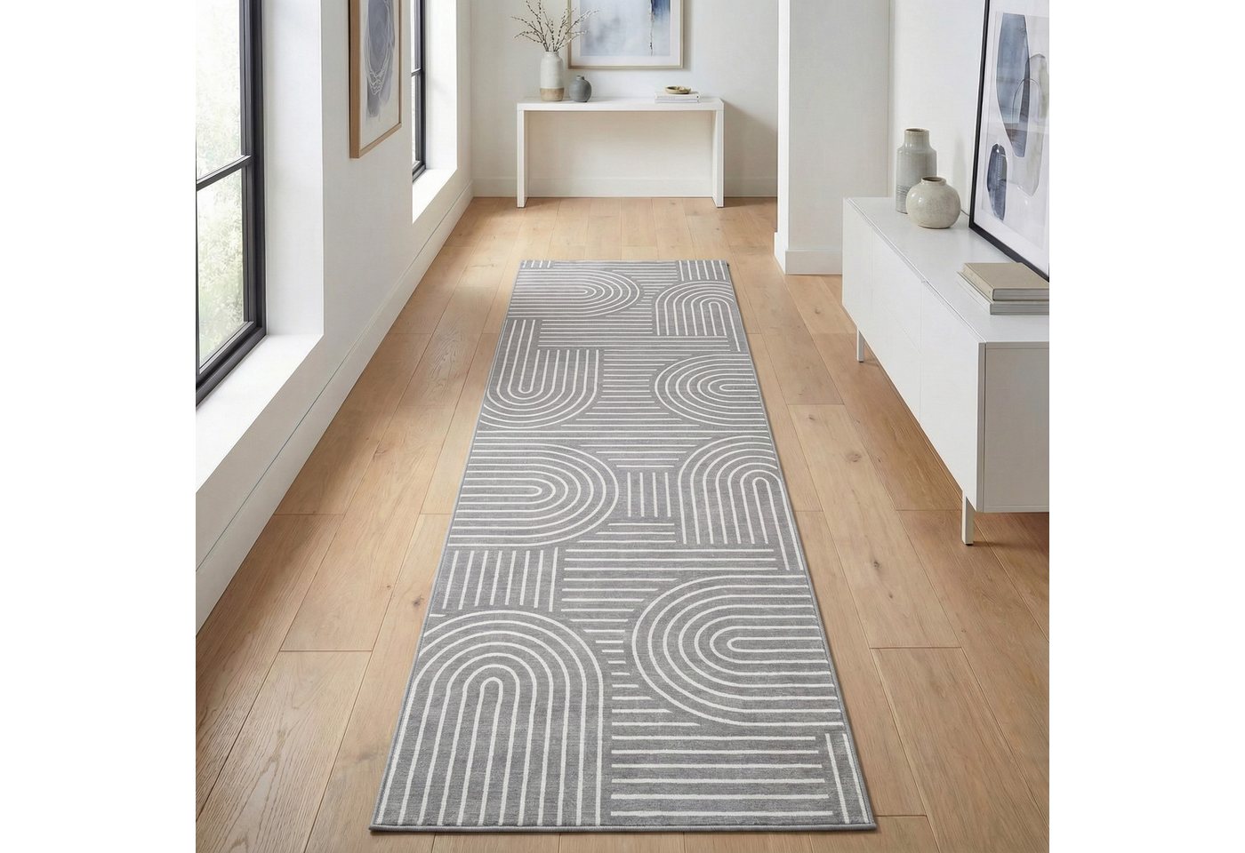 GarveeMore Teppich Rhythmus und Prosodie, rechteckig, Höhe: 7 mm, Geometrisches, modulares Design – strukturiert, aber nicht monoton