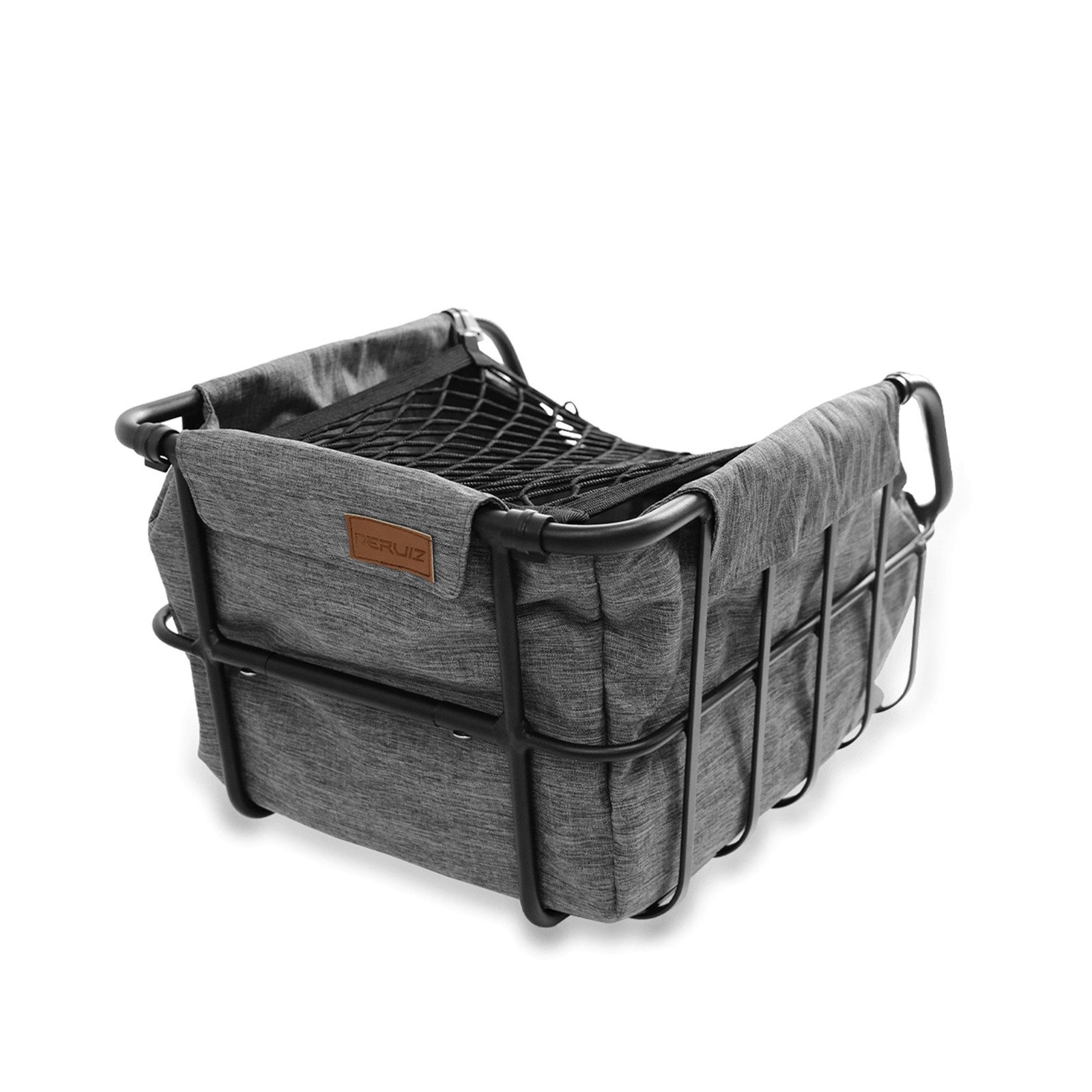 DERUIZ Fahrradkorb Gepäckträgerkorb aus Alu-Legierung & Oxford-Gewebe, 30kg Tragfähigkeit, Material: Aluminiumlegierung & Oxford-Gewebe