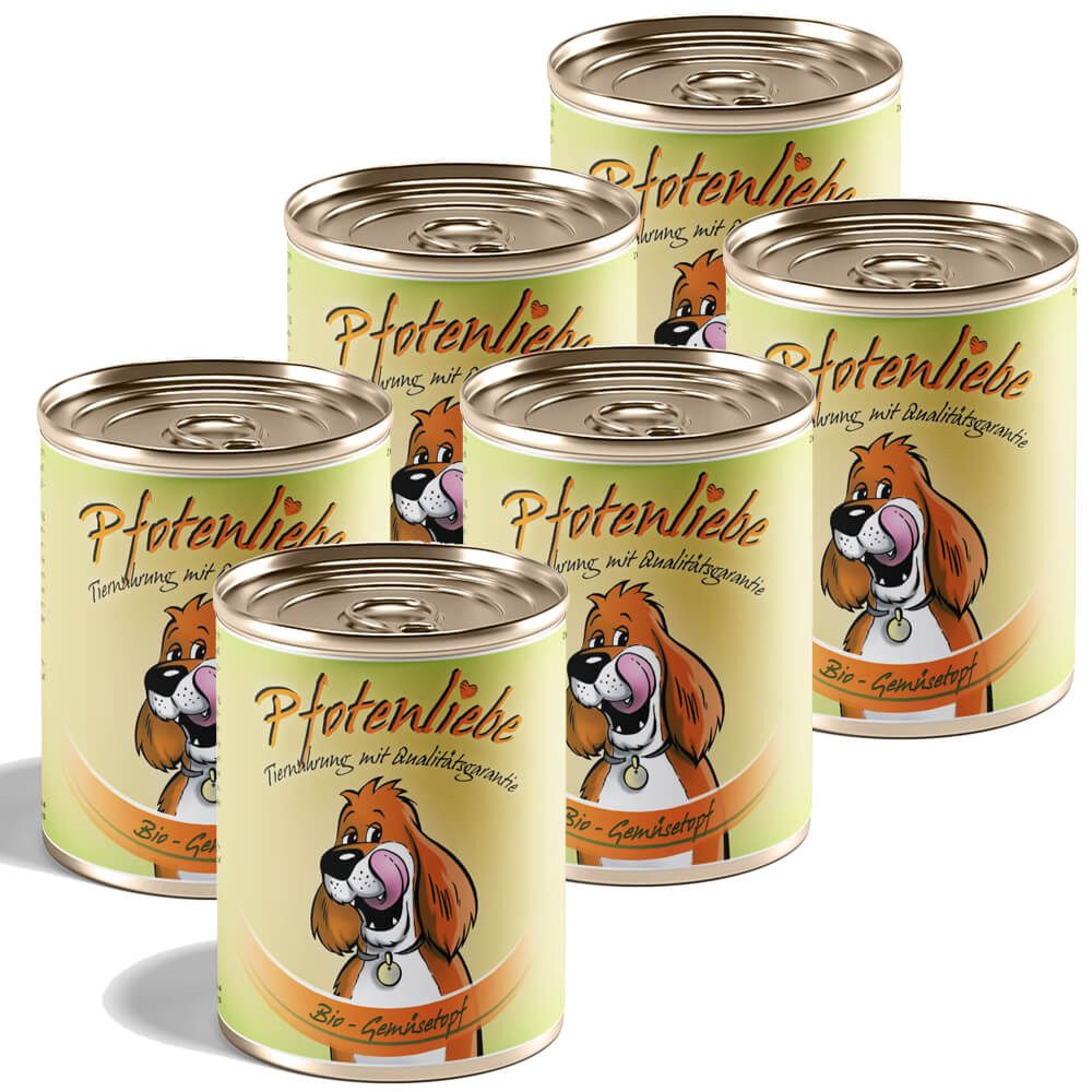 Pfotenliebe Bio-Gemüsetopf verbesserte 6x400g, Nassfutter für: Hunde, Bio