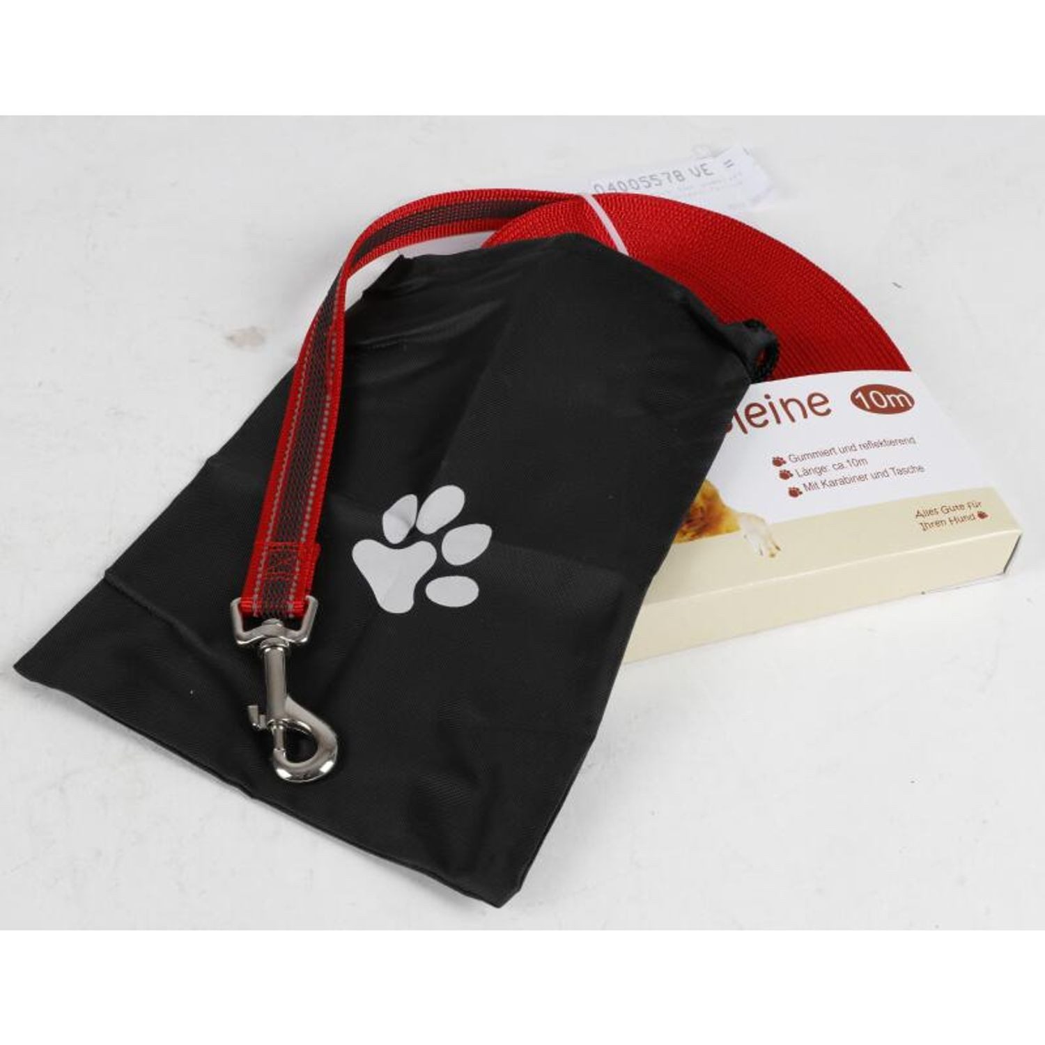 Hundeleine Hunde-Schleppleine 10 Meter gummiert reflektierend Karabiner Aufbewahr