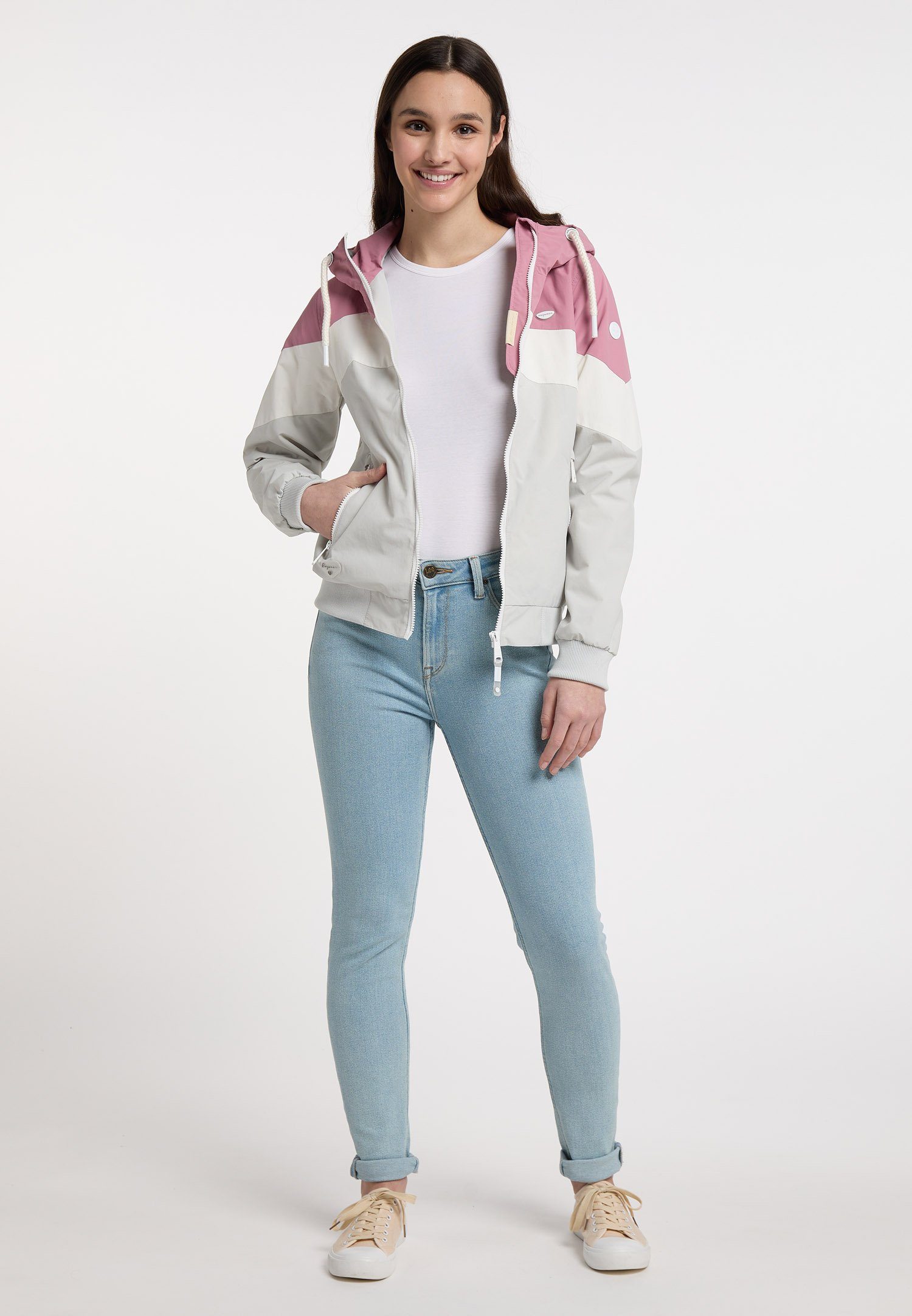 Ragwear Allwetterjacke NUGGIE PINK DUSTY BLOCK Nachhaltige Mode Vegane &