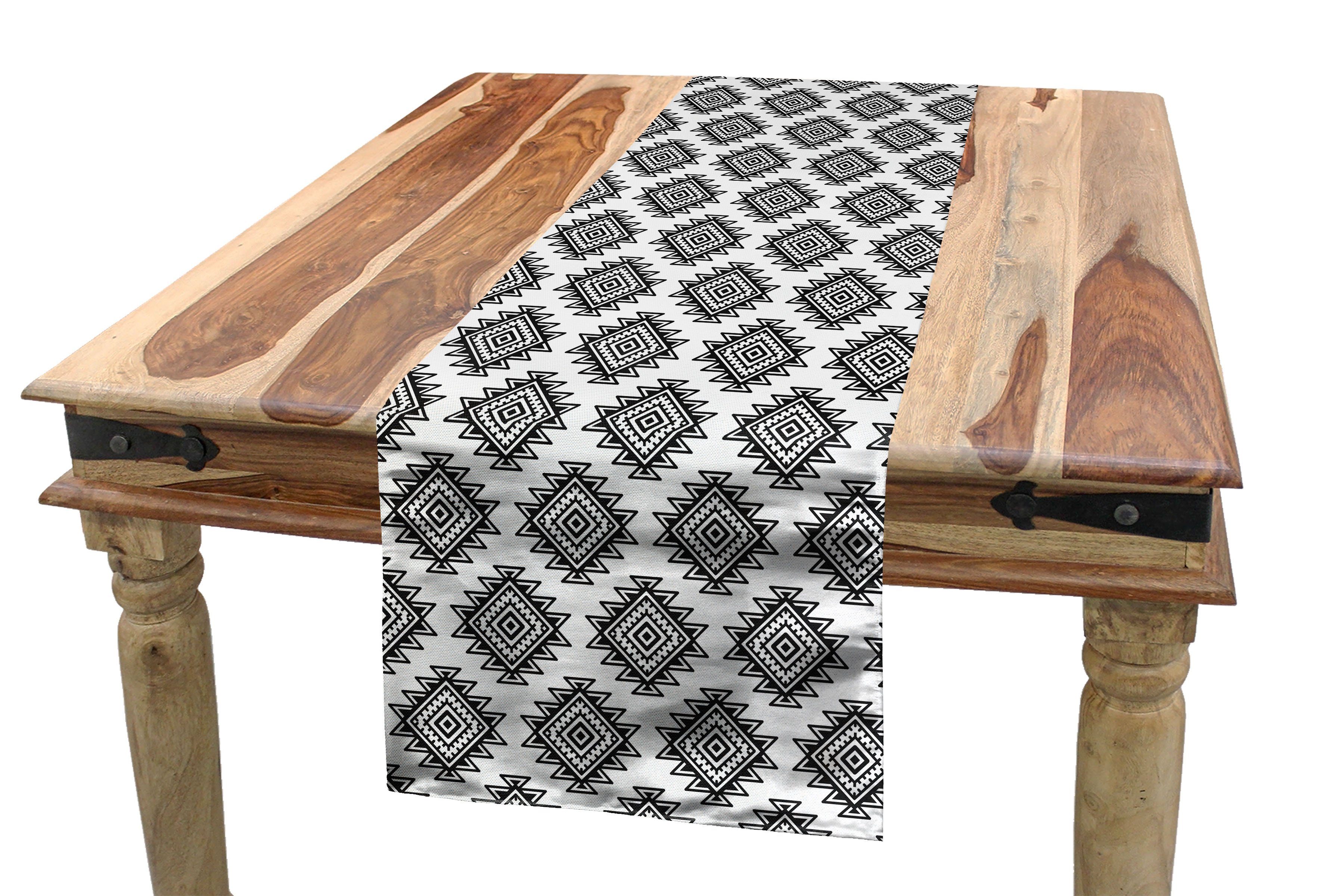 Abakuhaus Tischläufer Esszimmer Küche Rechteckiger Dekorativer Tischläufer, geometrische Rhombus Aztec Motive Kunst | Tischläufer
