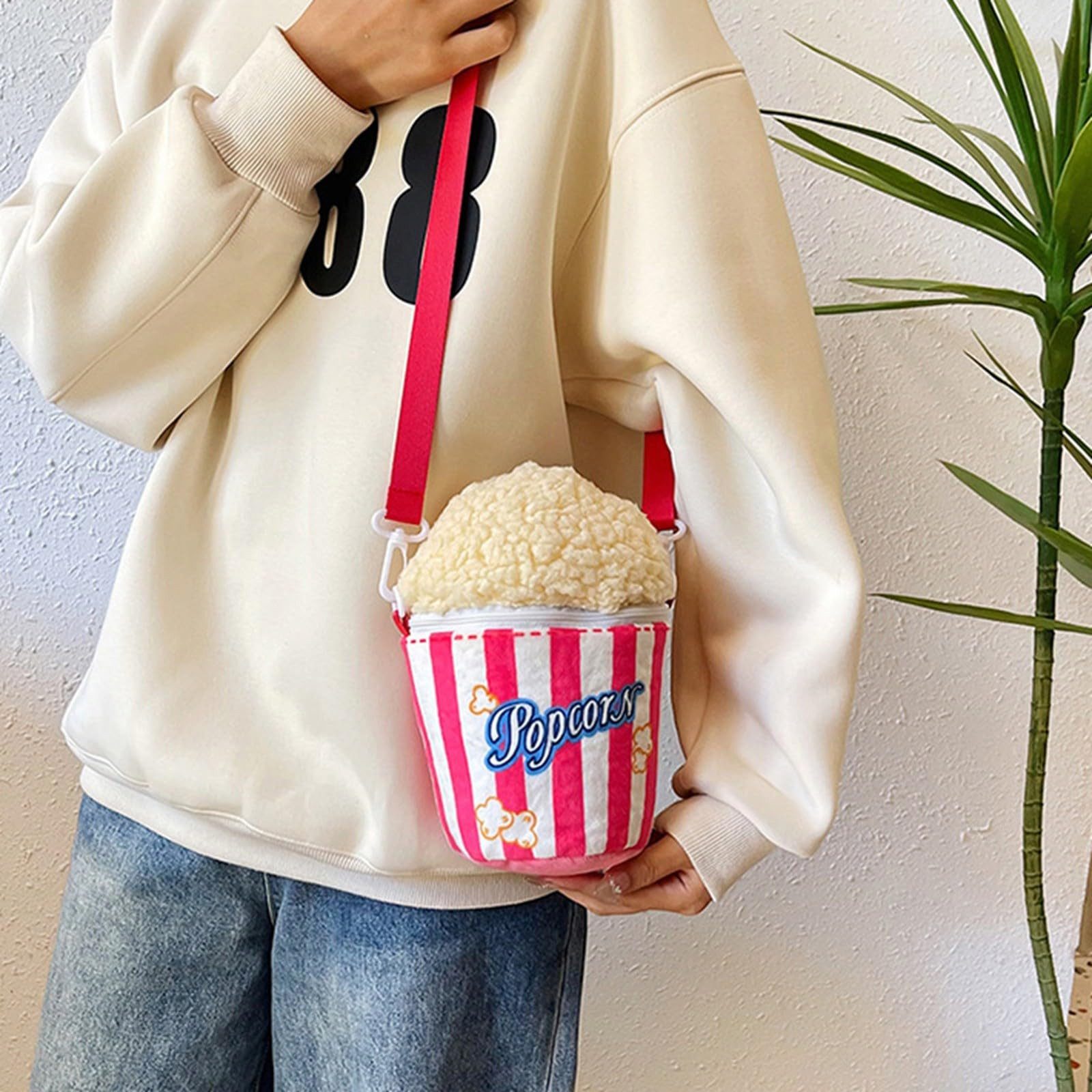 CLTYQ Schultertasche Damen Popcorn Tasche Umhängetasche, Popcorn Kostüm Schultertasche mit Reißverschluss, für Karneval
