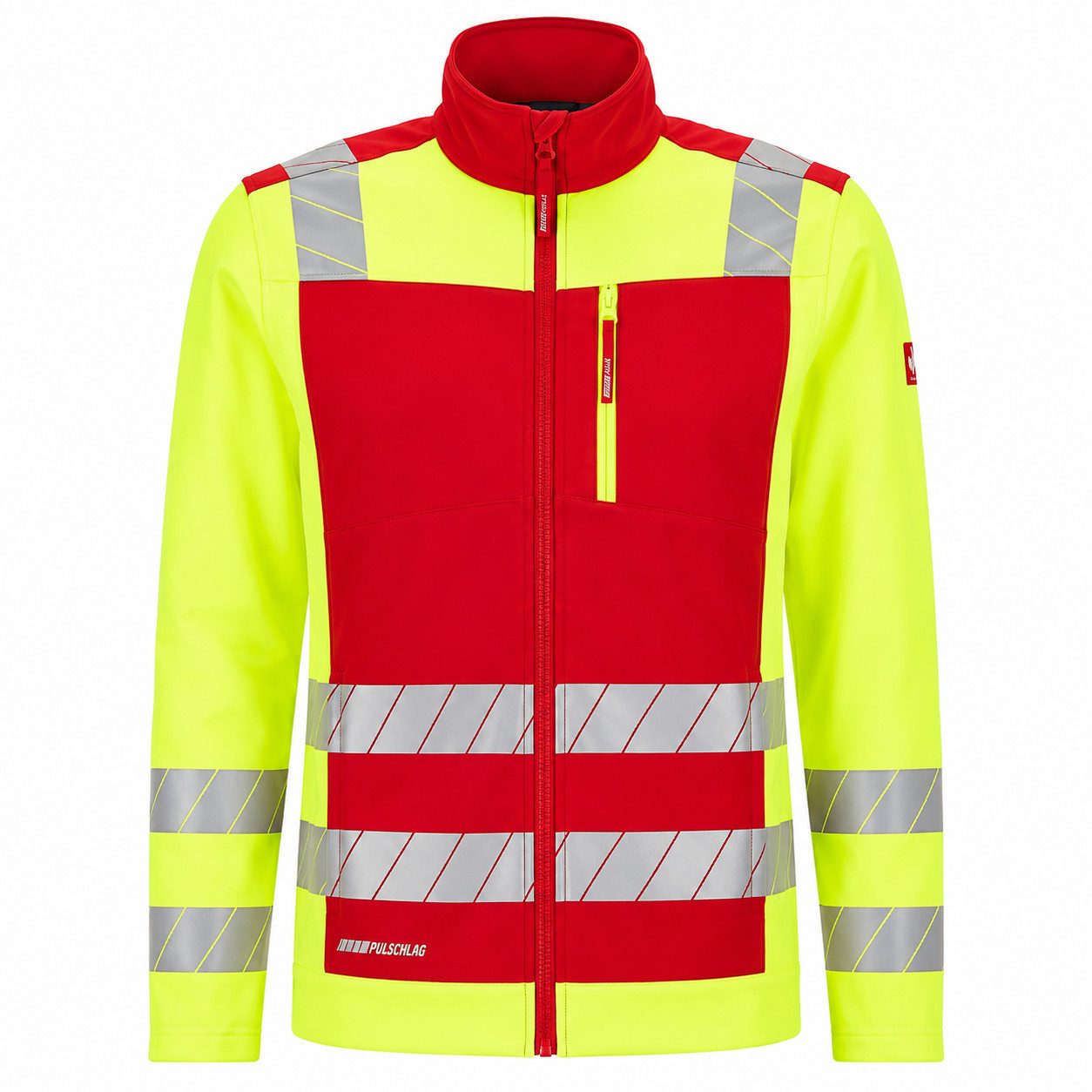Engelbert Strauss Arbeitsjacke Warnschutz-Softshelljacke e.s. motion 24/7 Hi-Vis rot/warngelb dryplexx-Softshell Wasserabweisend Windabweisend Atmungsaktiv