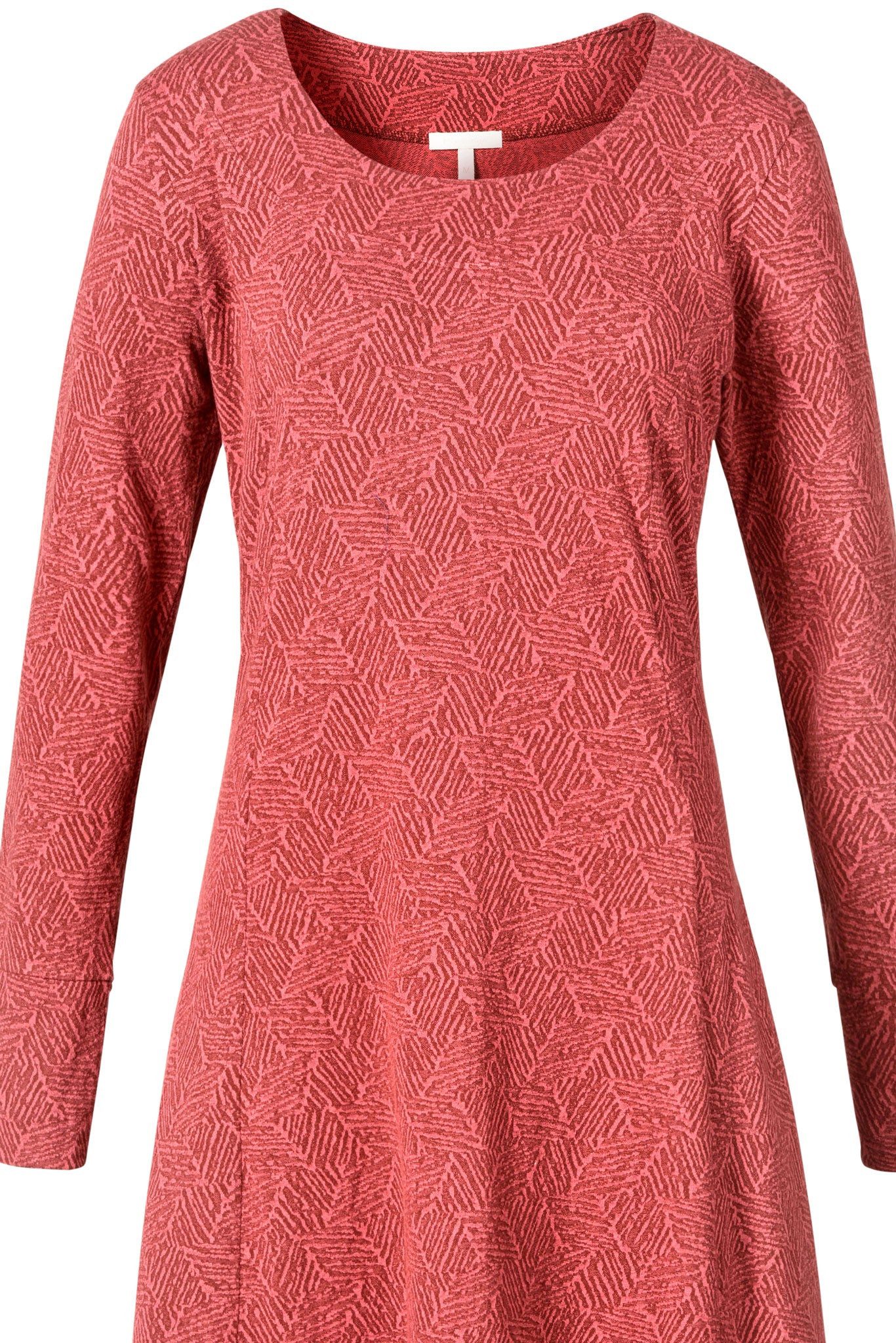Himalaya Clothing Jerseykleid Feines Kleid Damen langarm mit Jacquard-Muster aus Bio-Baumwolle Midikleid mit hohem Tragekomfort und edler Haptik