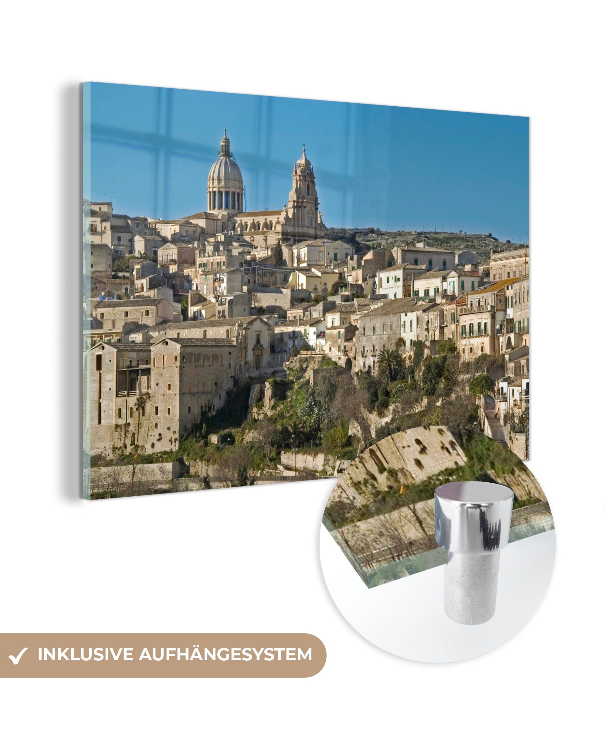MuchoWow Acrylglasbild Blick über Noto, Sizilien, (1 St), Acrylglasbilder Wohnzimmer & Schlafzimmer