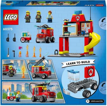 LEGO® Konstruktionsspielsteine Feuerwehrstation und Löschauto (60375), LEGO® City, (153 St), Made in Europe