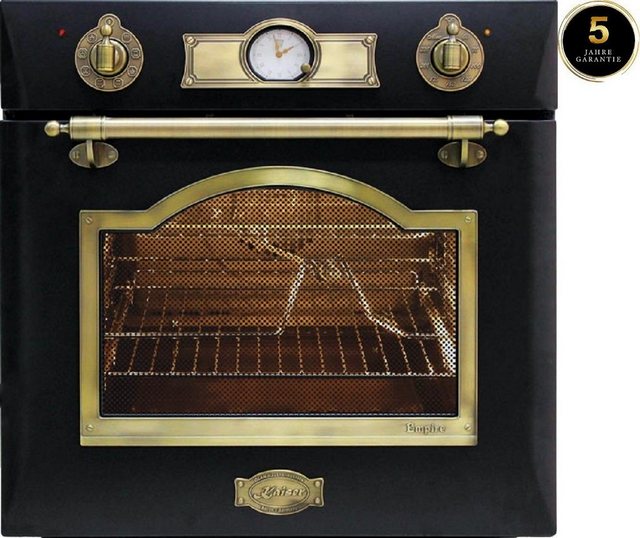 Kaiser Küchengeräte Einbaubackofen EH 6355 Em+5 Jahres Garantie, Retro Elektro Einbau Backofen Autark 60cm 67L 8 Funktionen in Schwarz