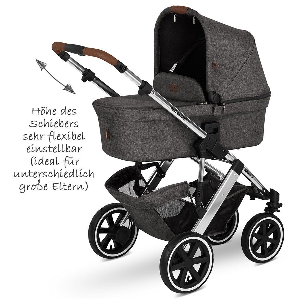 Kinder Kinderwagen ABC Design Kombi-Kinderwagen Salsa 4 Air - Diamond Edition - Asphalt, (9-tlg), 3in1 Kinderwagen Buggy Set (Lu