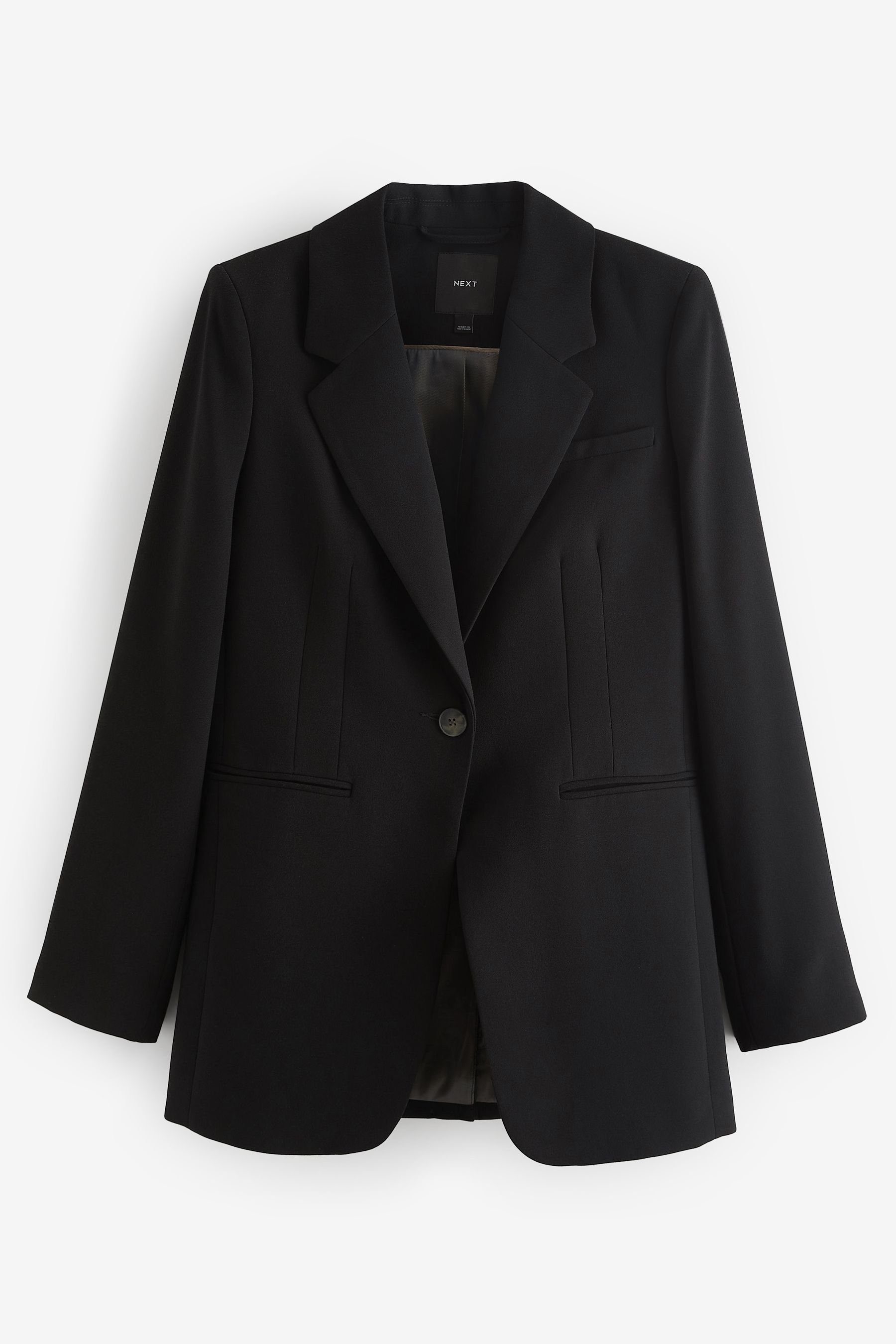 Jackenblazer Einreihiger taillierter Crêpe-Blazer, Kurzgröße