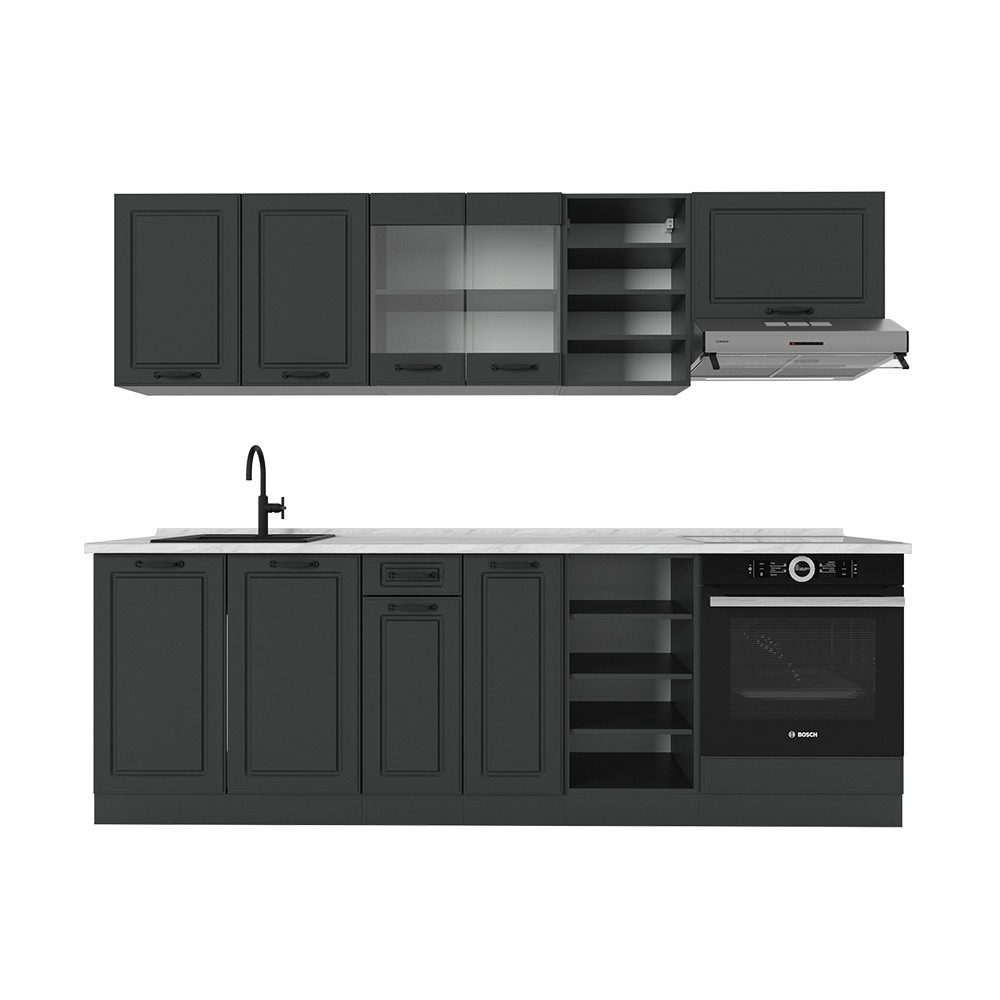 Vicco Küchenzeile R-Line, Anthrazit Landhaus/Anthrazit, 240 günstig online kaufen