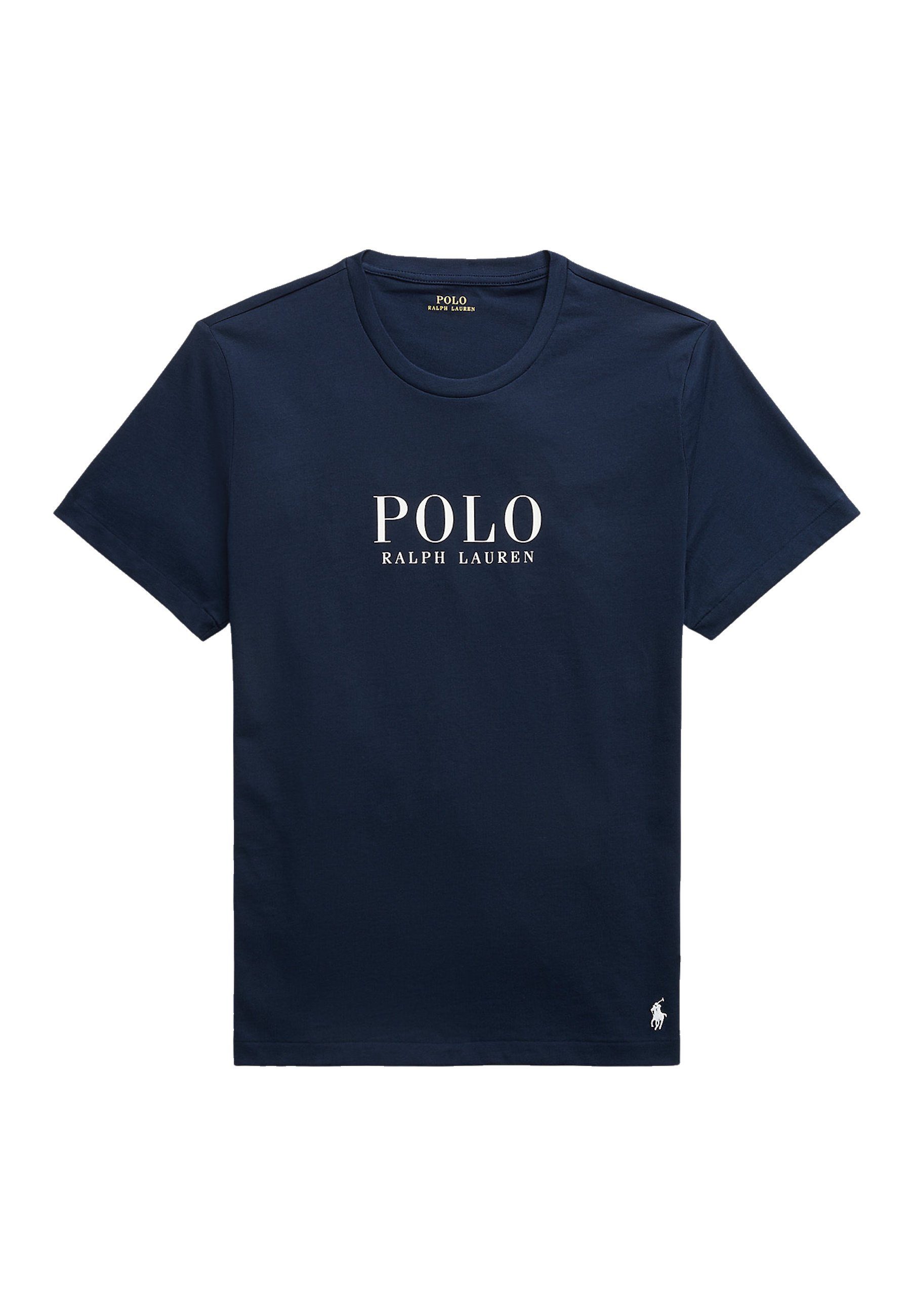 Ralph mit Pyjamashirt Lauren Lauren dunkelblau Rundhalsausschnitt T-Shirt Pyjamaoberteil Ralph Polo (1-tlg)