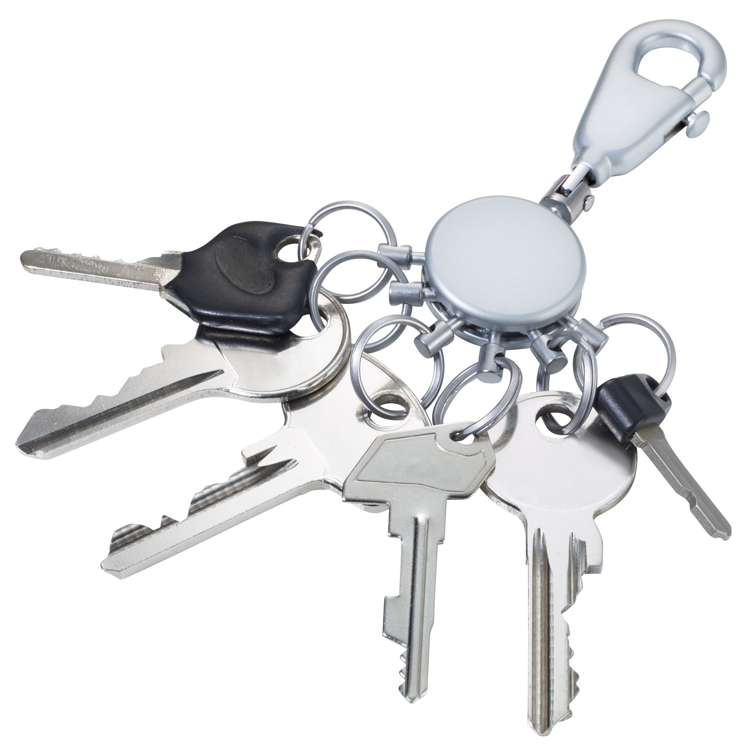 TROIKA Schlüsselanhänger PATENT mit Karabiner & 6 abnehmbaren Ringen, Metall Schlüsselorganizer, patentierter Schlüsselanhänger mit einzigartiger Funktion, in 3 Farben