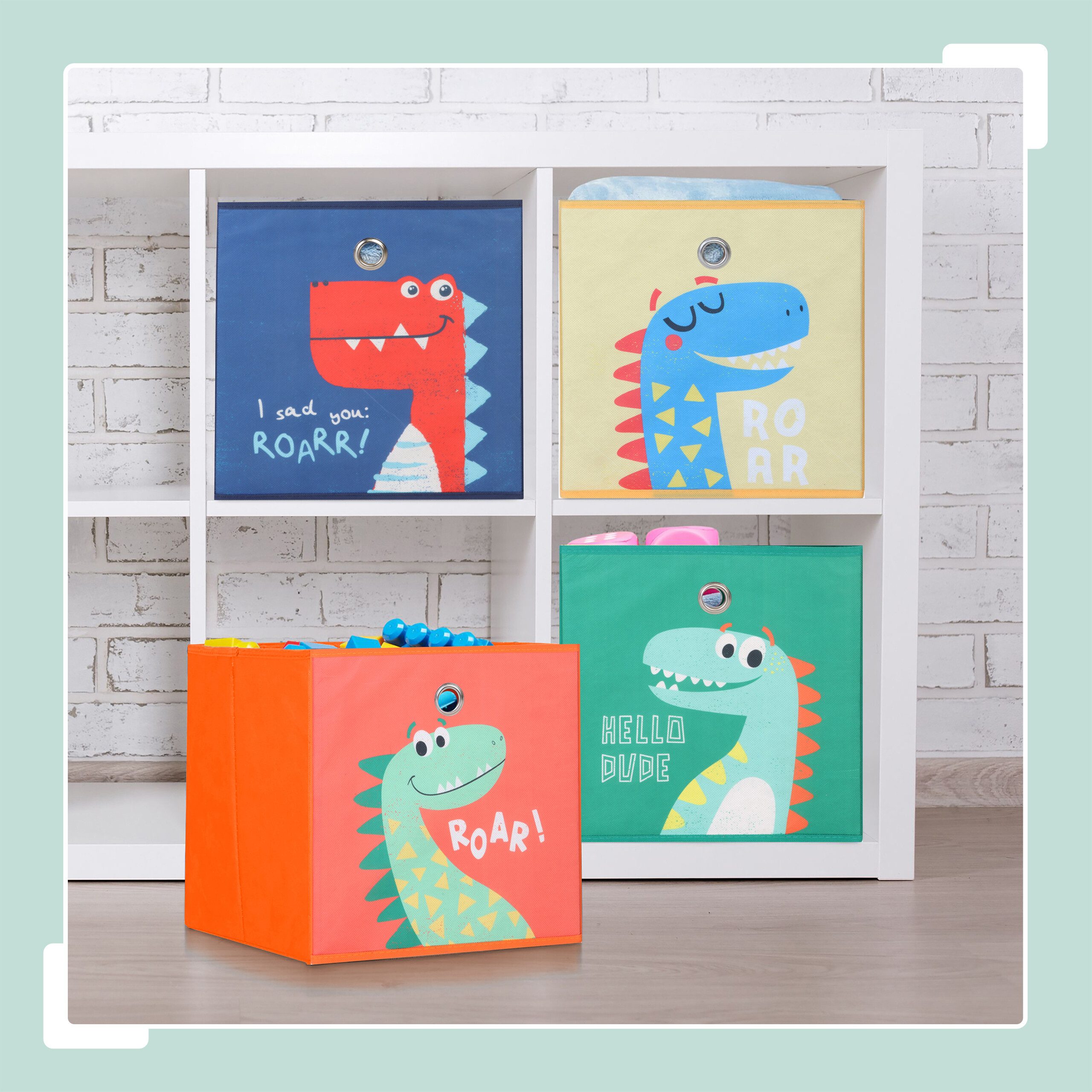 relaxdays Faltbox Kinder Aufbewahrungsboxen im 4er Set, E