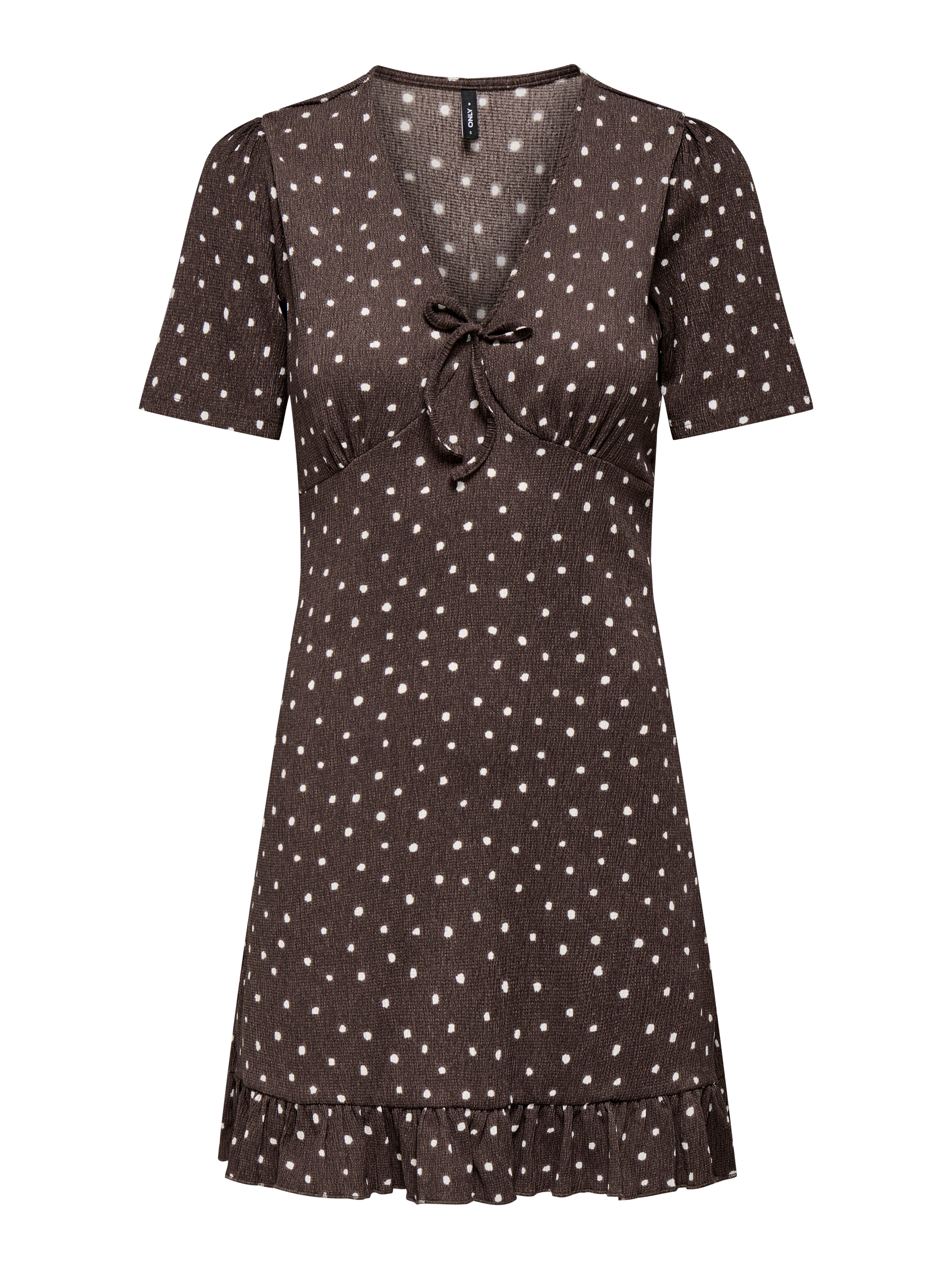 ONLY Minikleid ONLMOLLY S/S V-NECK DRESS JRS NOOS Materialmix, regular fit, V-Ausschnitt