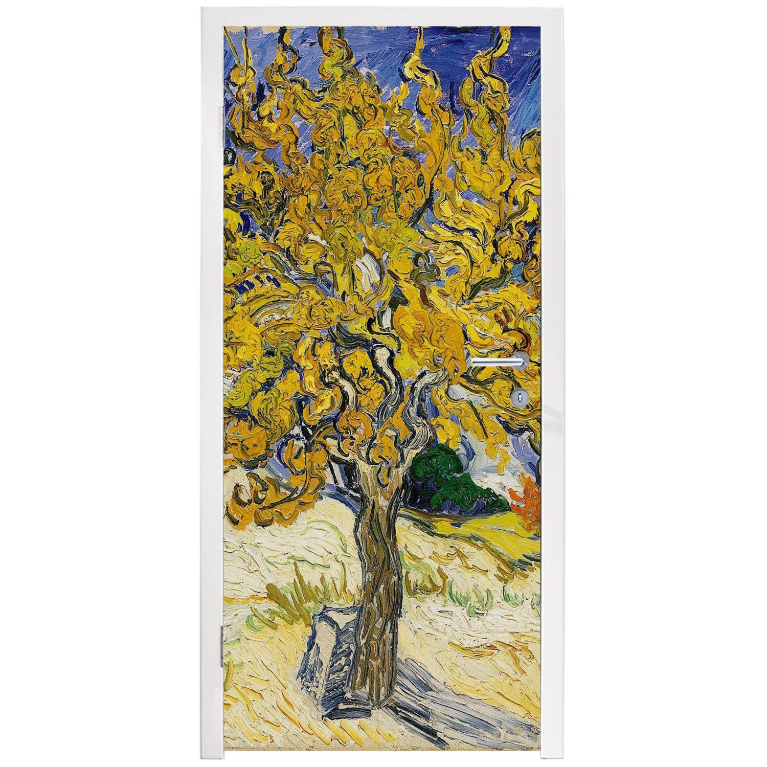 Gogh, bedruckt, - (1 Türaufkleber, Tür, St), 75x205 van Vincent für Fototapete Maulbeerbaum MuchoWow Türtapete cm Matt,