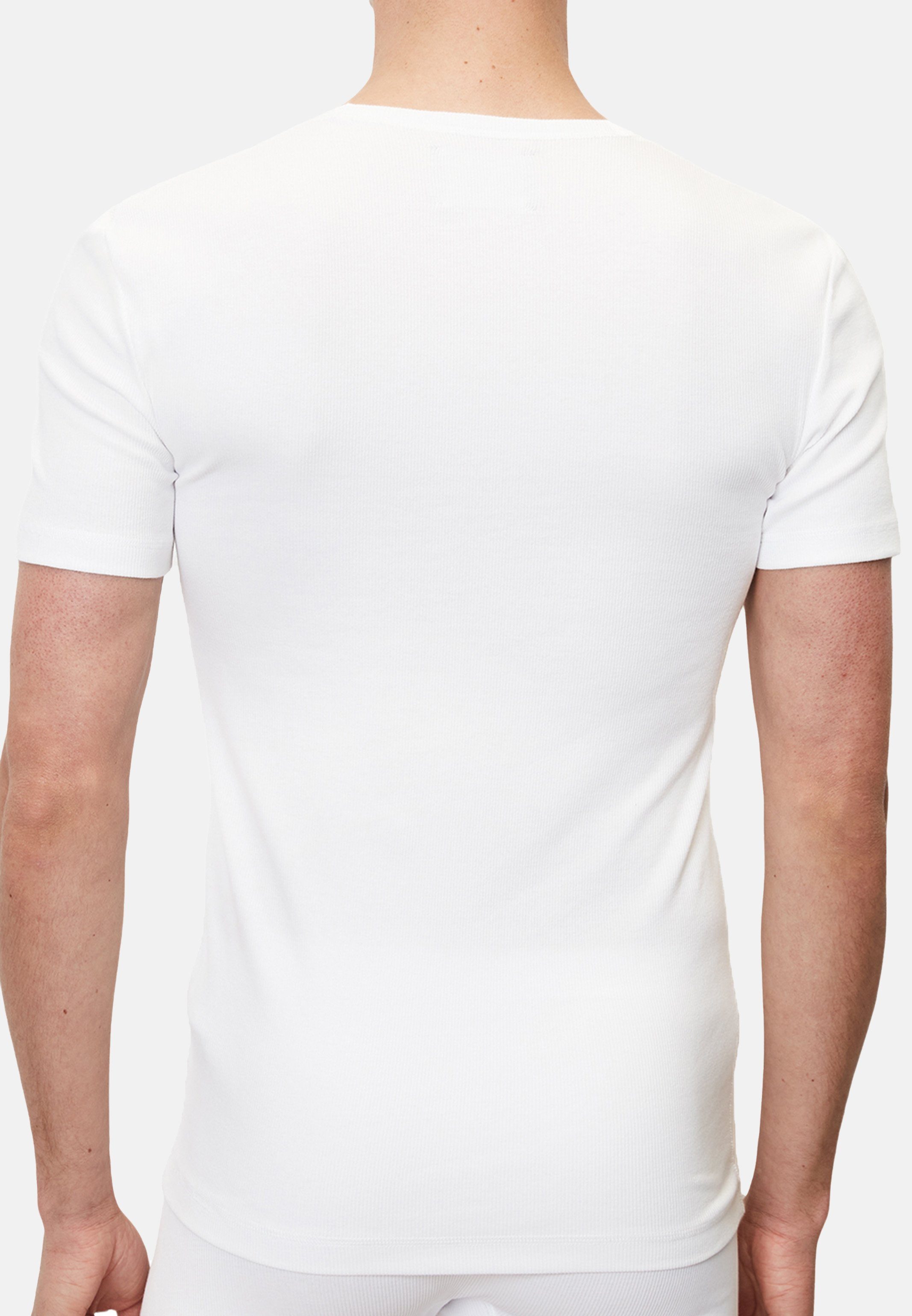 Iconic (Spar-Set, Baumwolle Shirt Langarm Unterhemd Unterhemd Cotton Marc O'Polo 4-St) Organic Pack / Weiß - 4er - Rib