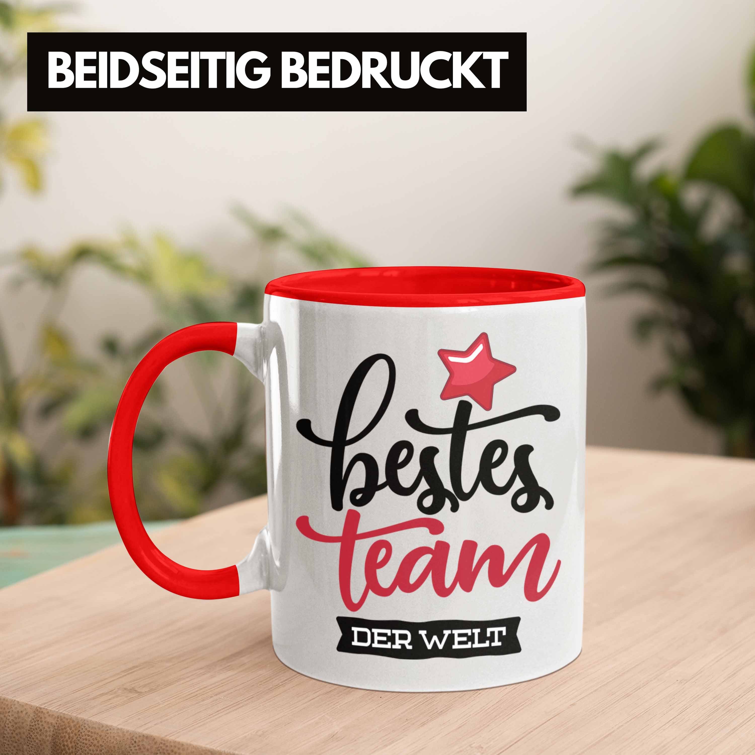 Trendation Tasse Team Kaffeetassen Geschenkidee Rot beste Welt für der Team