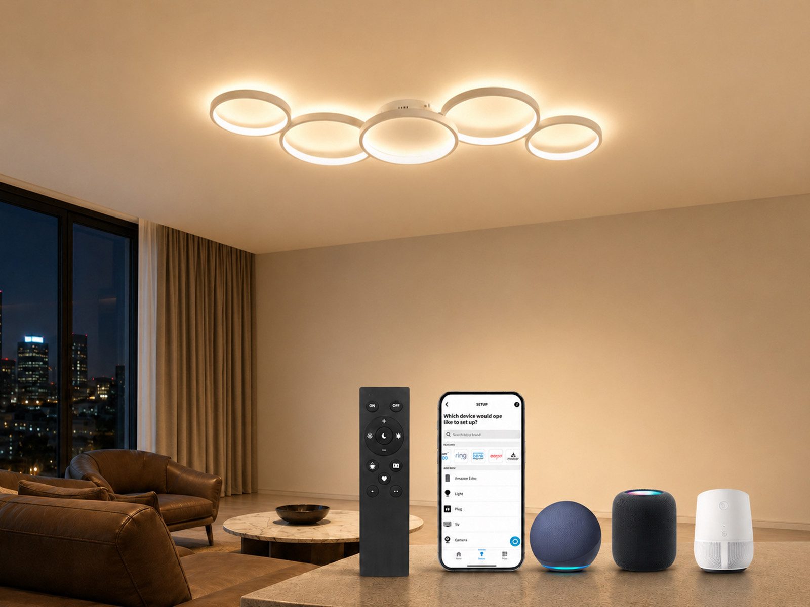 BAYHT LED Deckenleuchte Alexa dimmbar 56W 5600lm 100x35cm, LED fest integriert, Warmweiß-Kaltweiß, 56W, 5600lm, 100×35cm