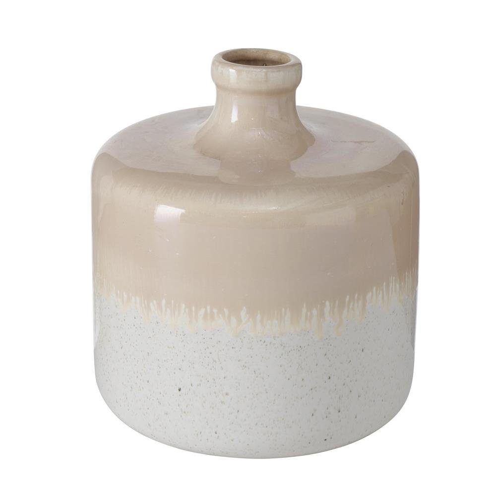 BOLTZE Tischvase Karmina, 20 cm, Weiß / Beige, aus Steingut, Blumenvase, Dekovase. € 21,79