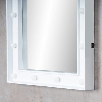 Levandeo® Wandspiegel, Wandspiegel LED Spiegel Weiß 39x49cm Wanddeko Schminkspiegel Mit