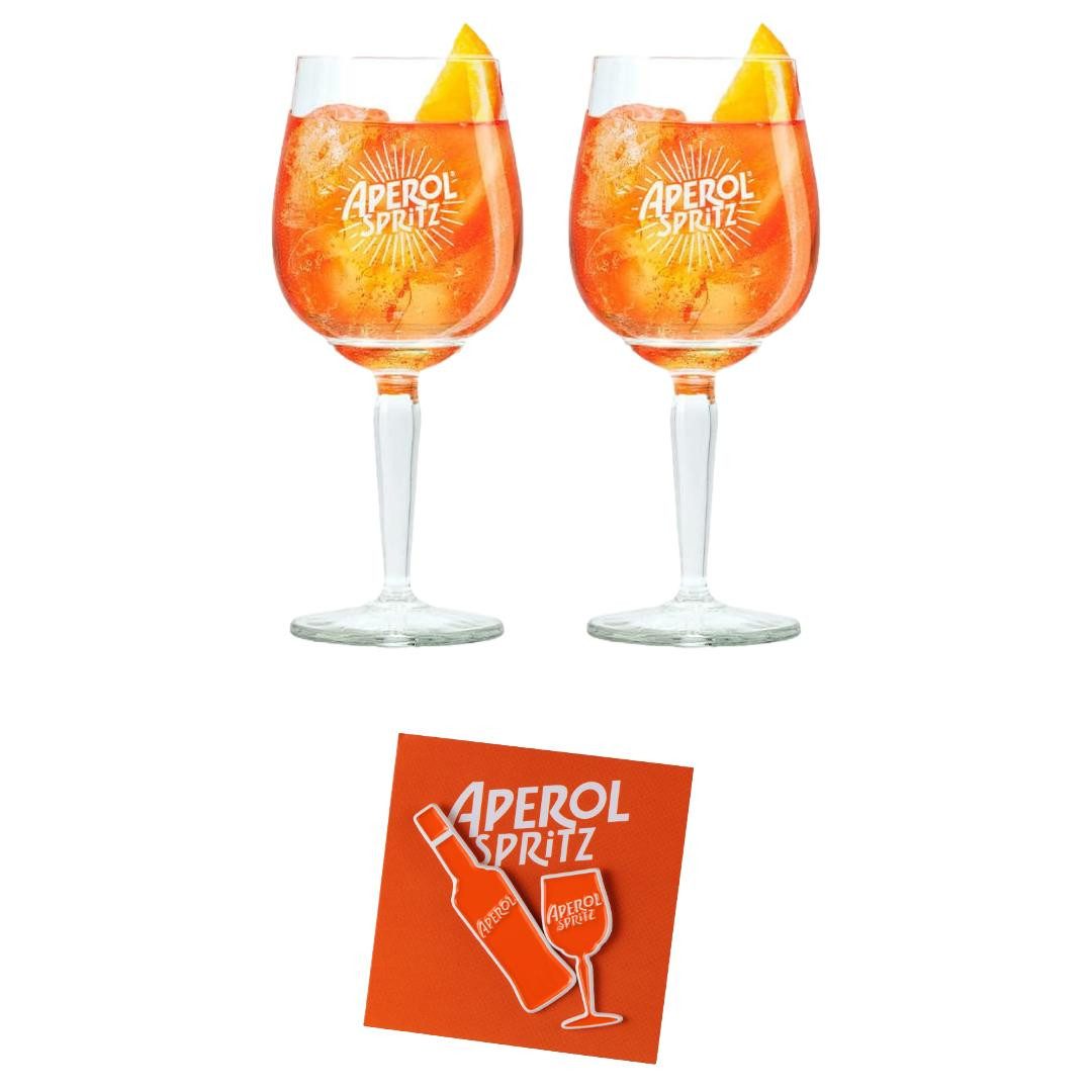 Mixcompany Pins Aperol Spritz Duo-Set – 2 Gläser + 2 auffällige Pins im Set