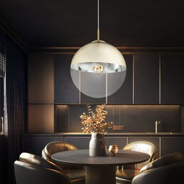 etc-shop LED Pendelleuchte, Leuchtmittel inklusive, Warmweiß, Pendel Kugel Decken Lampe Wohn Zimmer Glas Hänge Leuchte gold im