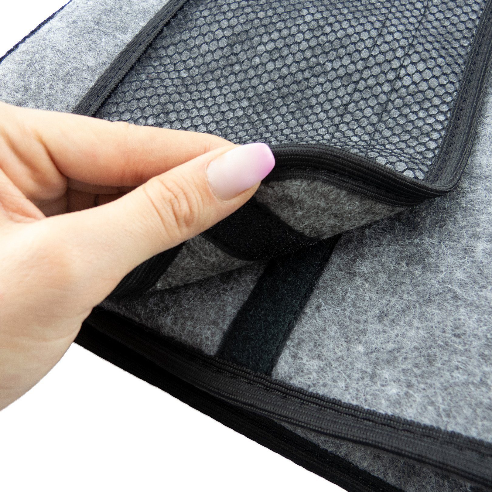 L & P Car Design Organizer Kofferraumtasche Auto in grau mit schwarzem Saum – Bild 4 von 5