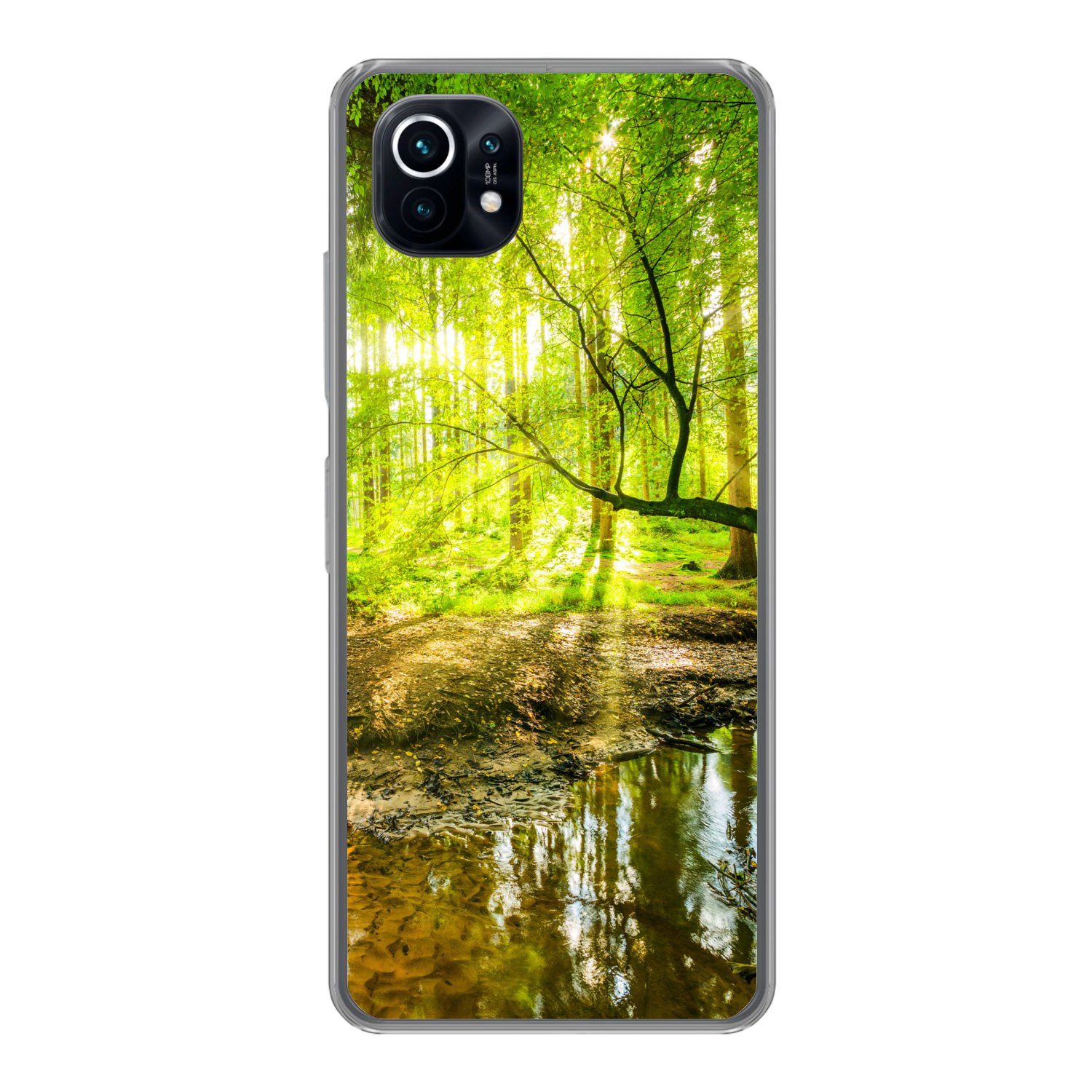 MuchoWow Handyhülle für Xiaomi Mi 11 Wald - Landschaft - Wasser - Bäume - Sonne - Grün - N, Phone Case, Silikon, Schutzhülle Dünn