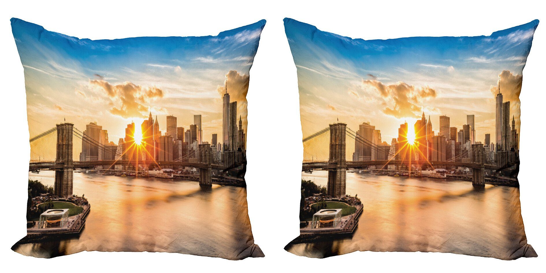 Kissenbezüge Modern Accent Doppelseitiger Digitaldruck, Abakuhaus (2 Stück), New York Stadtansicht von Brooklyn