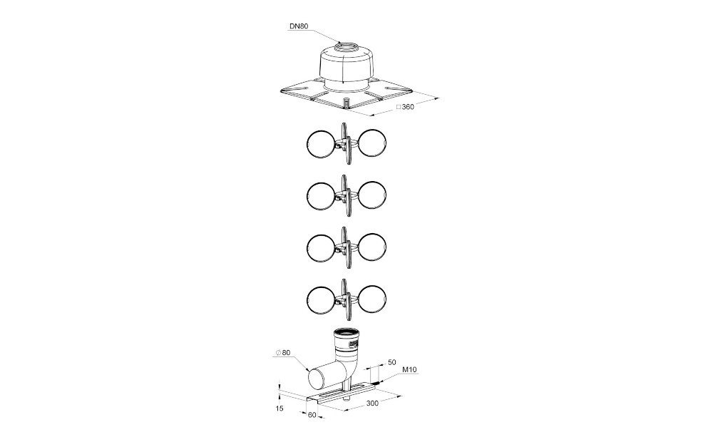 Thumbnail - ATEC Abgastechnologie PP-Rohr ATEC Schornstein Schacht-Set D80-DN80 1371, (ATEC Schacht-Set D80-DN80 1371), DN 80, 80 mm