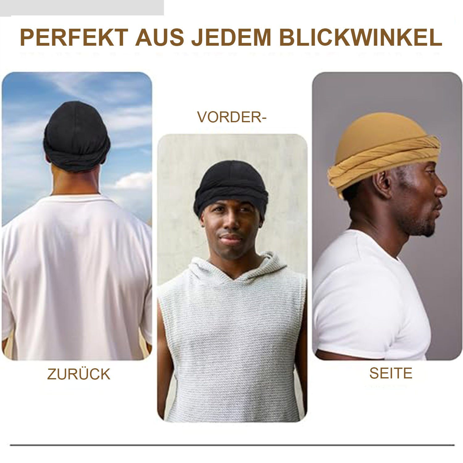 Turban Kopfbedeckung, Hut, MAGICSHE Schlapphut Ethnic Turbanmütze Herren Turban Schwarz