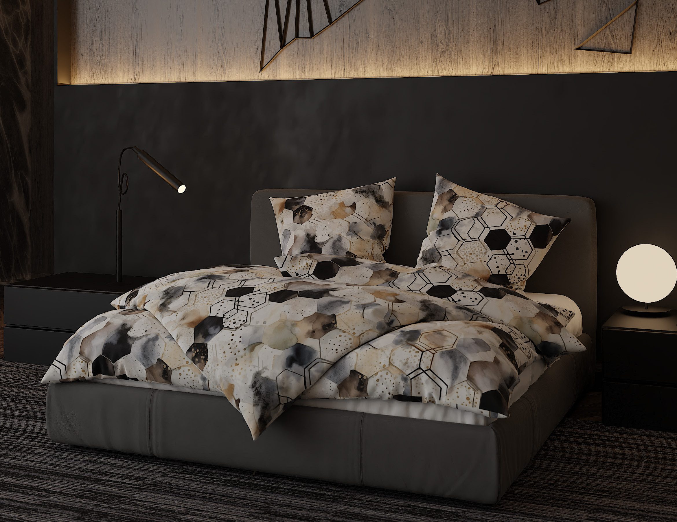 BETTWAESCHE-MIT-STIL Bettwäsche Mako Satin Bettwäsche Hexagon günstig online kaufen
