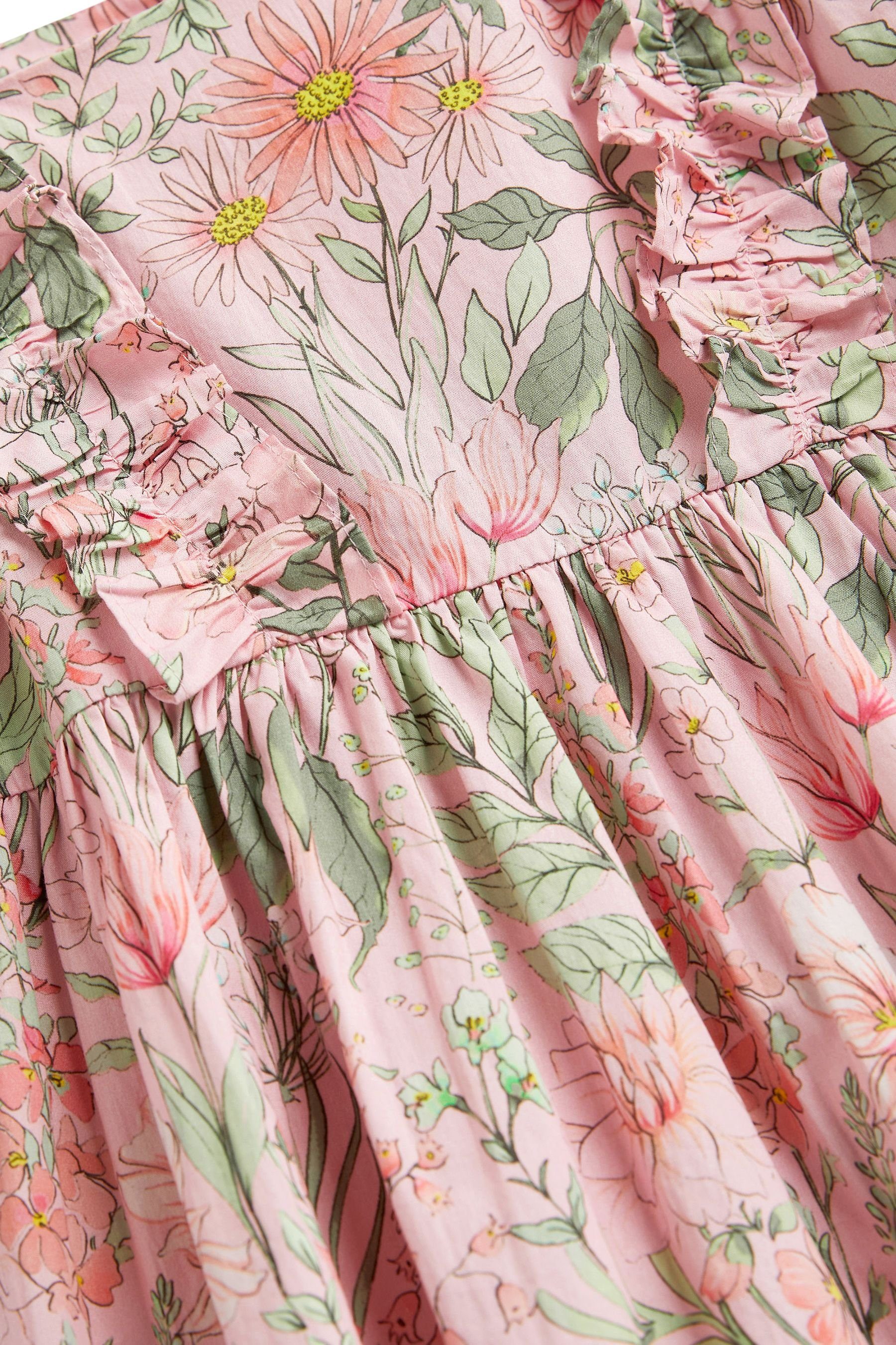 (1-tlg) Puffärmeln Gemustertes Floral Kleid Pink Sommerkleid Next mit