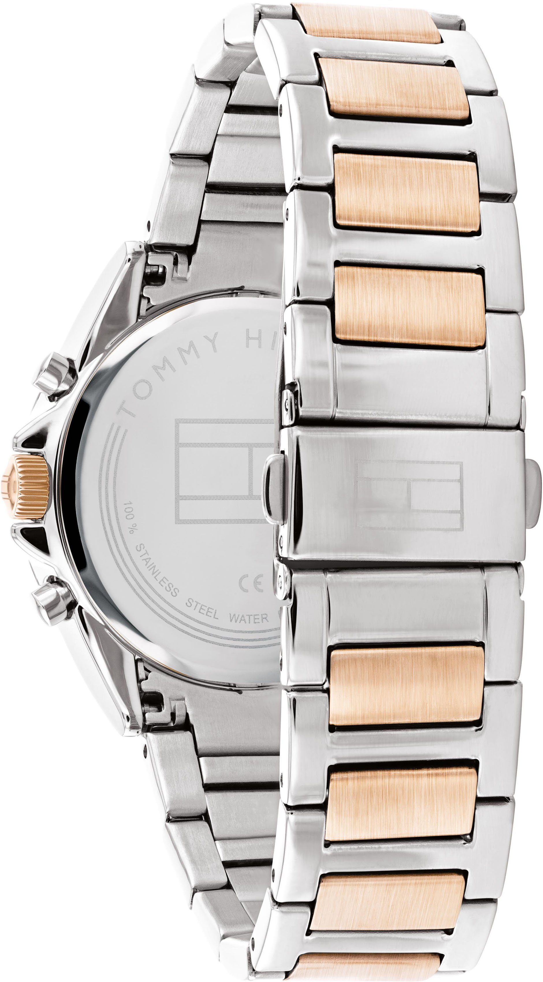 Tommy Hilfiger Multifunktionsuhr KENNEDY 1782387, Quarzuhr, Armbanduhr, Damen, Datum, Glaskristalle, Edelstahlarmband
