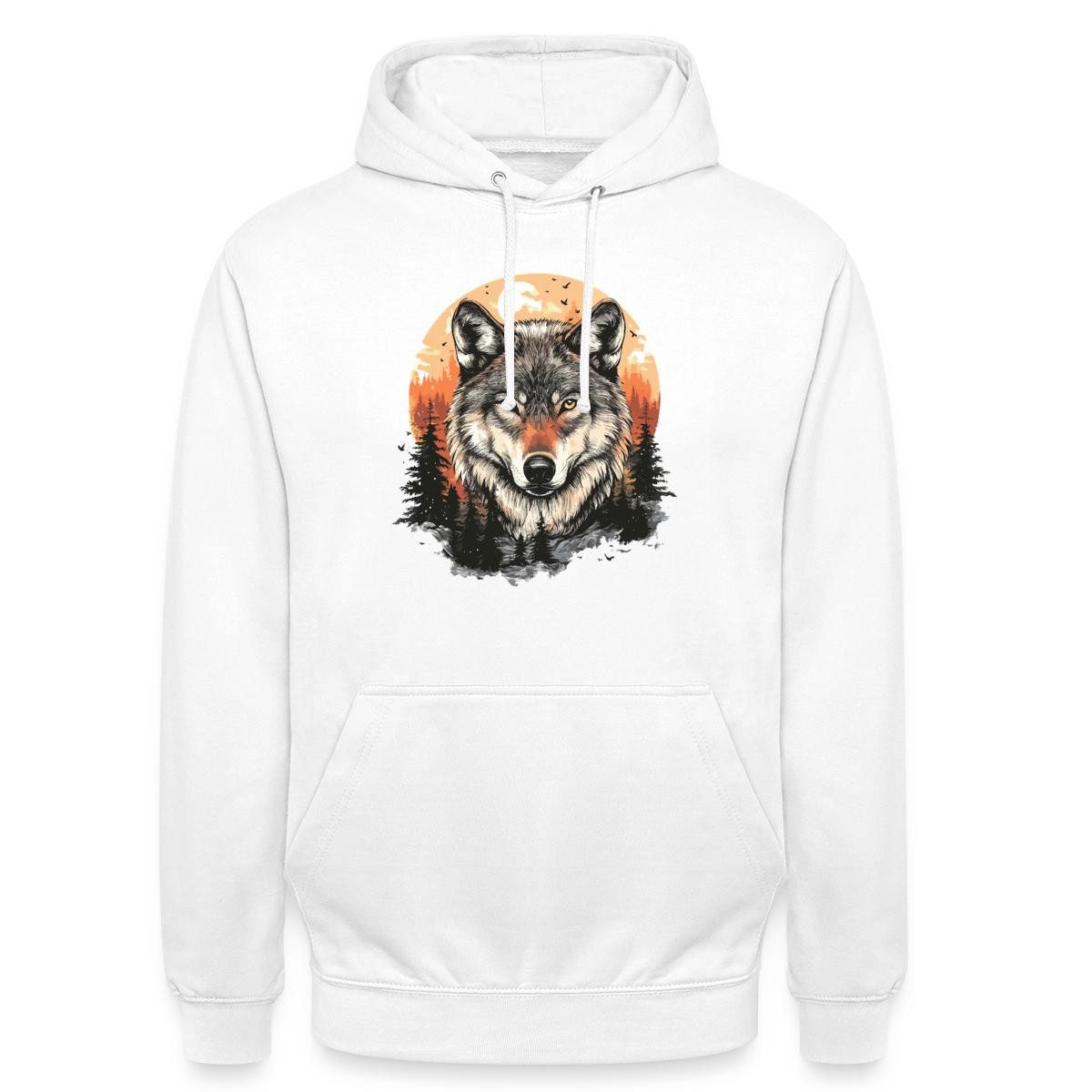 Spreadshirt Hoodie Wolf Im Wald, Kraftvolles Tiermotiv Unisex Hoodie (1-tlg)