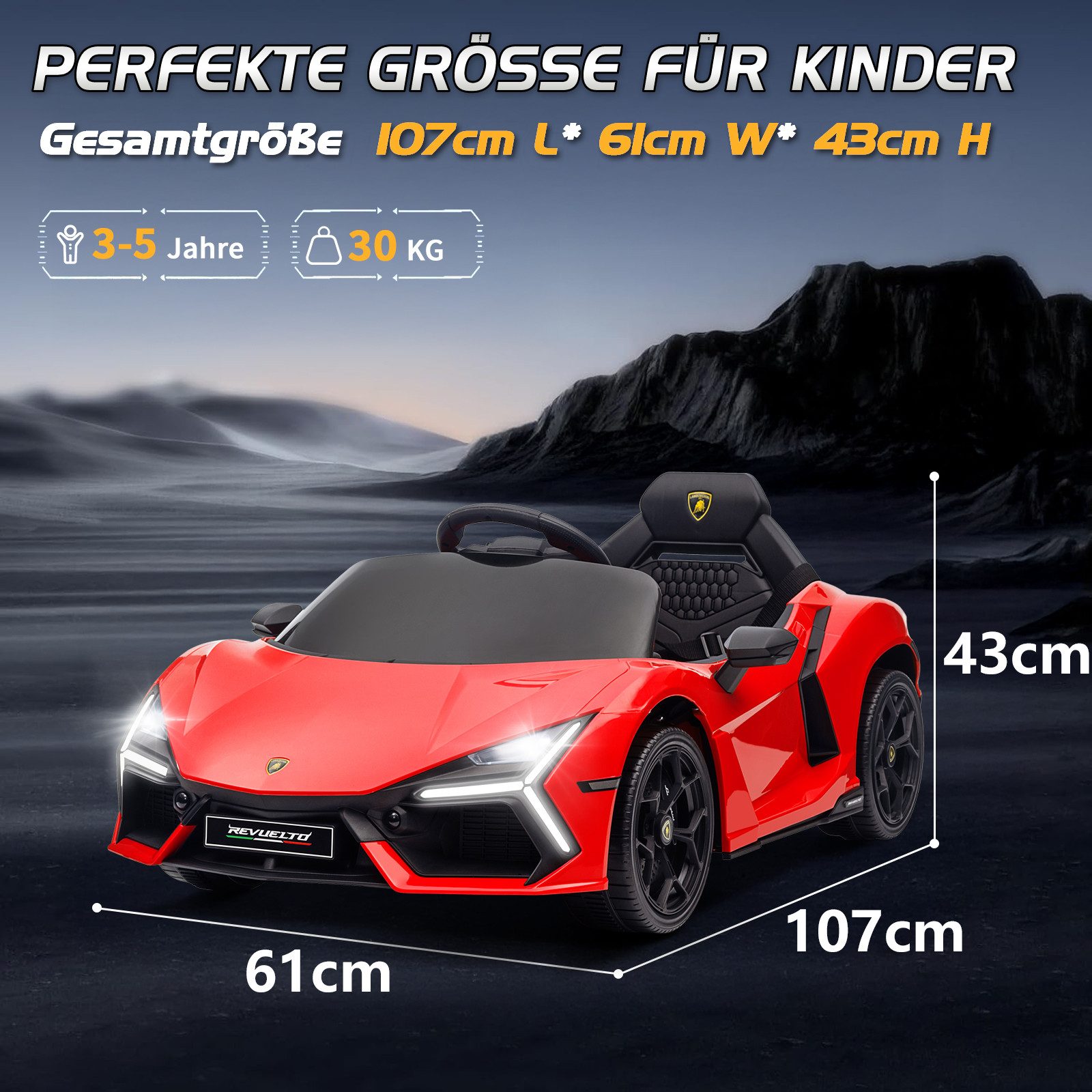 LALAHO Elektro-Kinderauto Kinder Elektroauto 12V 2.4GHz Fernbedienung, 12V 4.5Ah, 2.4GHz Fernbedienung, drei Geschwindigkeitsstufen