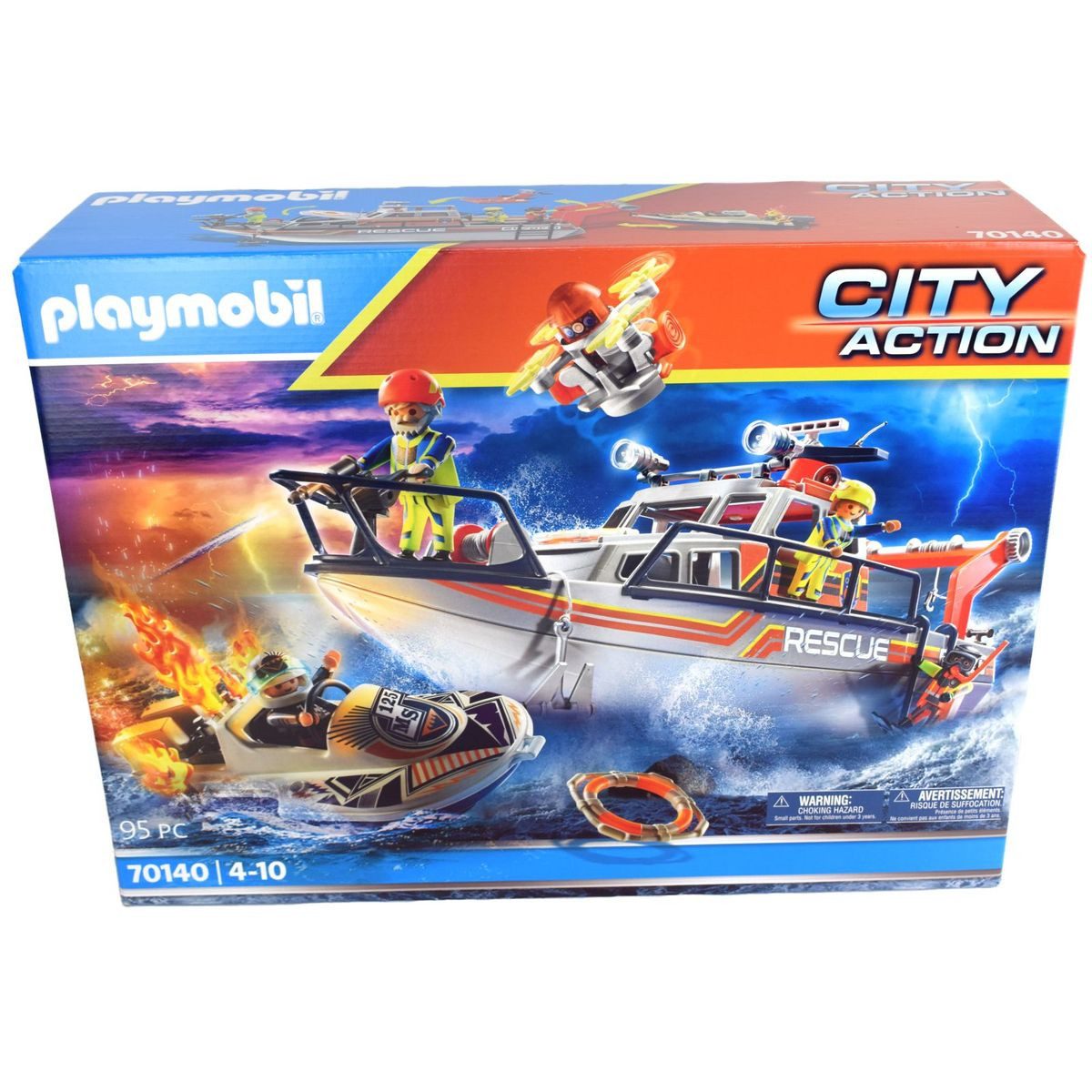 Playmobil® Playmobil 70140 Löscheinsatz mit Rettungskreuzer 95tlg. Spielbausteine, (92 St., 70140)